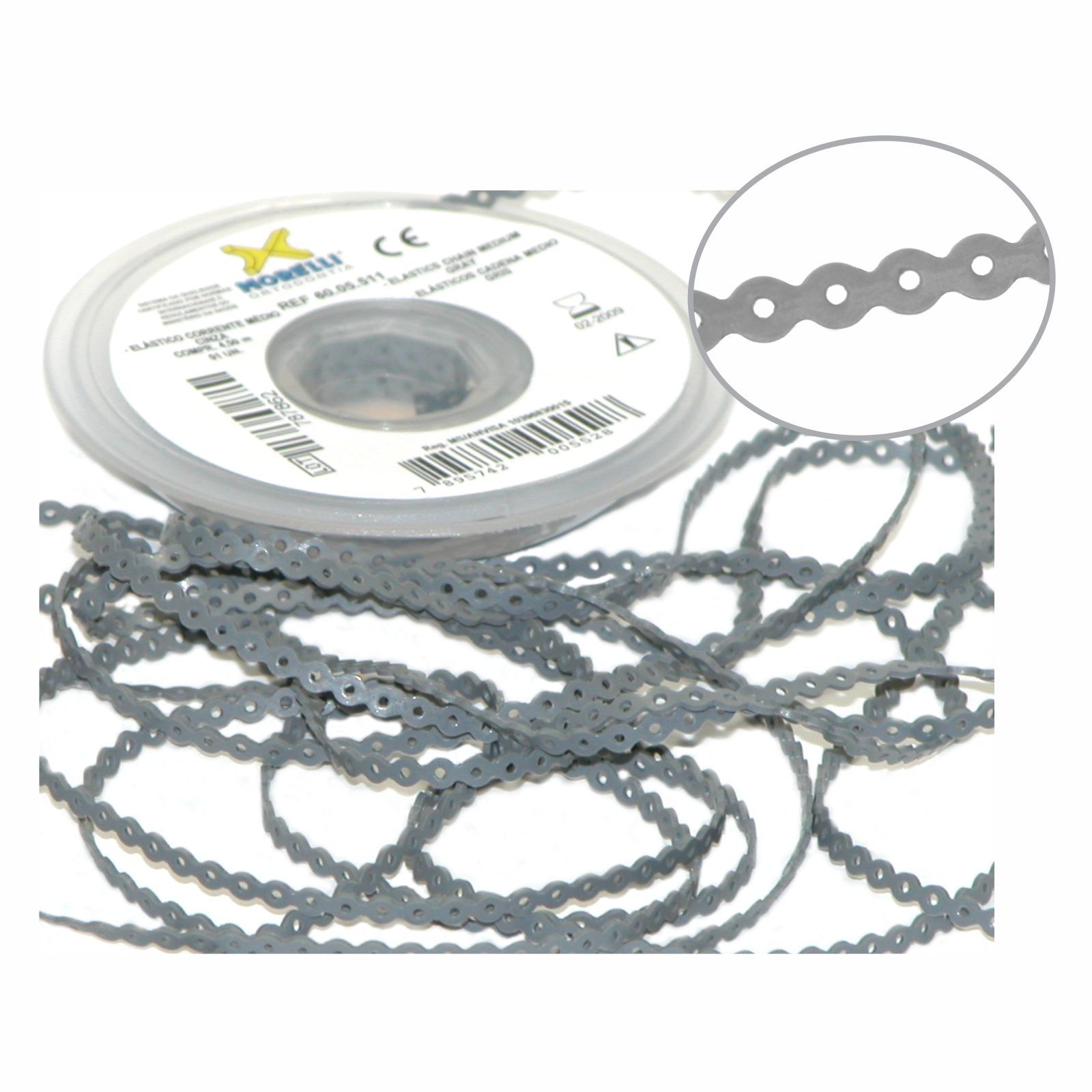 Morelli Dental Orthodontic Elastic Power Chain Gray Short