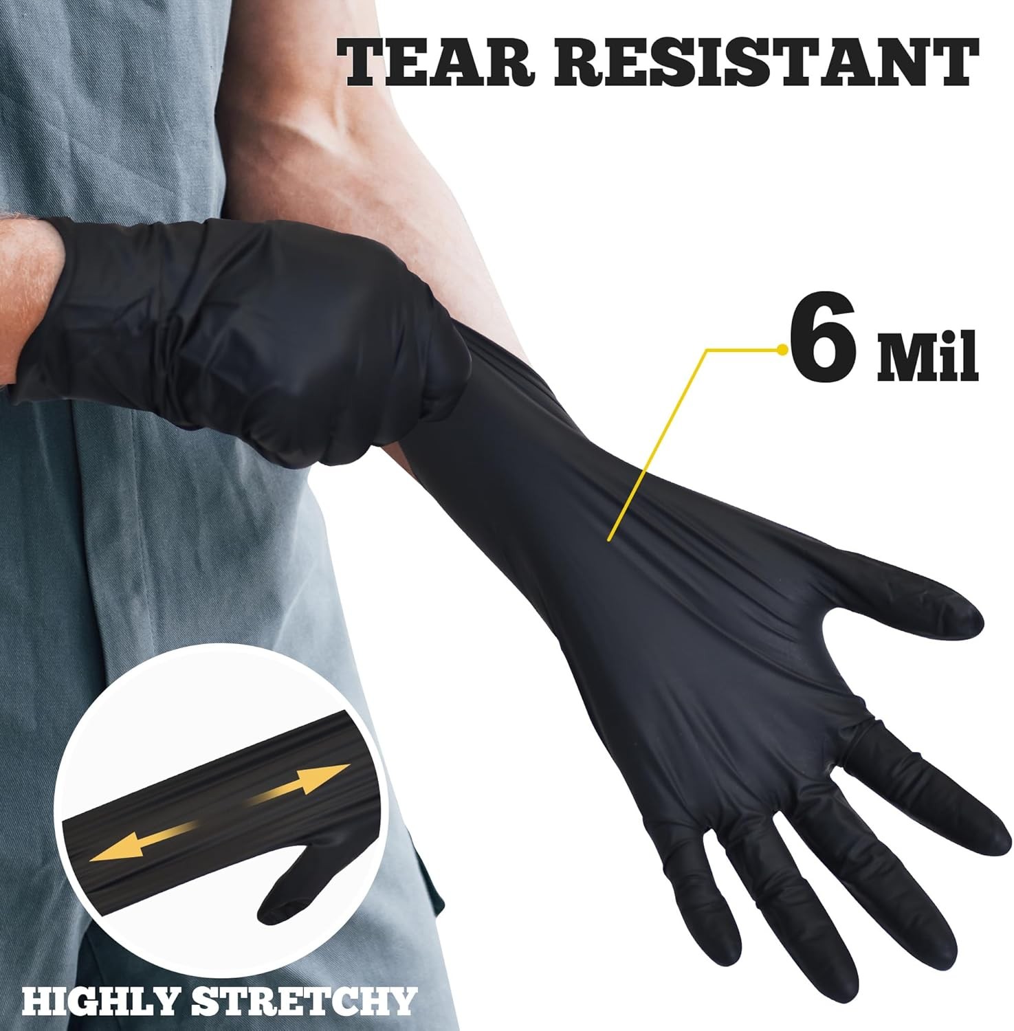 TitanFlex Disposable Nitrile Exam Gloves 6 mil Black Heavy Duty