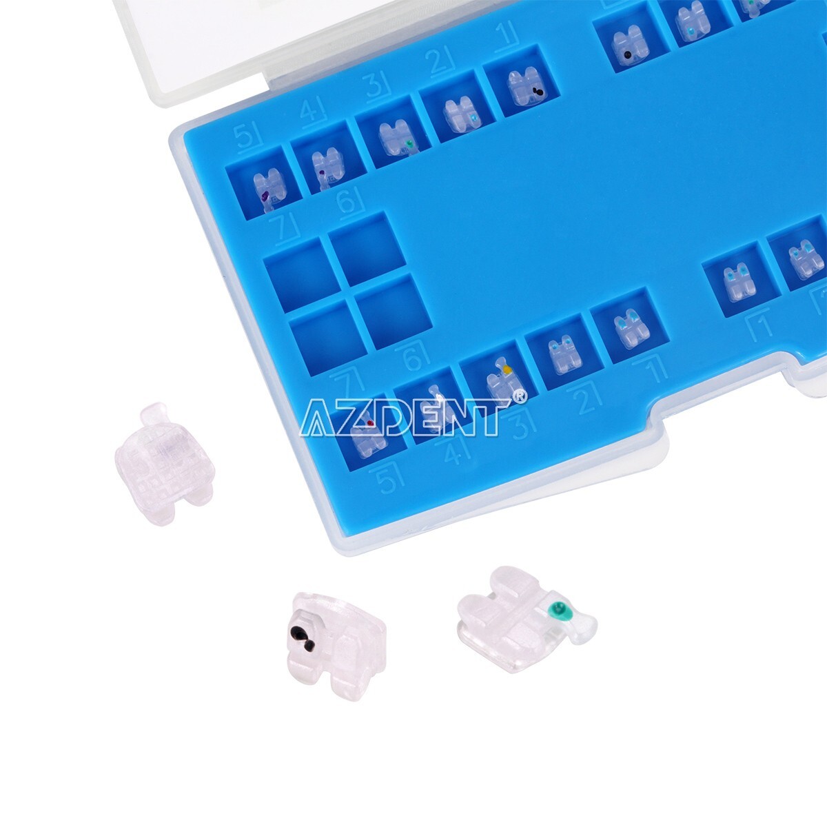 AZDENT Dental Ceramic Brackets Orthodontic Braces Roth.022 345 Hooks 20pcs /kit