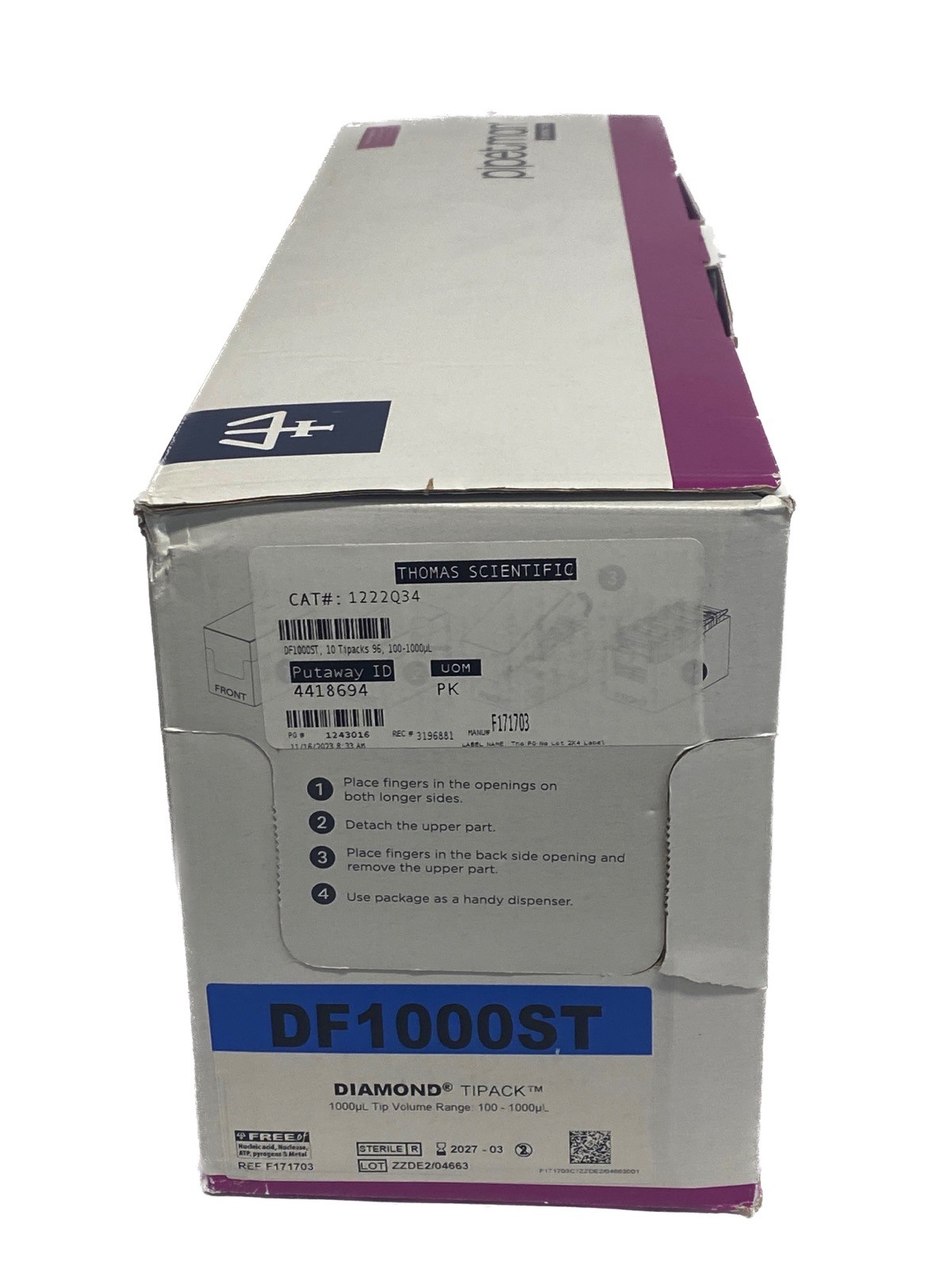 (960/Pk) GILSON Pipetman Diamond 1000uL DF1000ST Filter Pipet Tip Tipack F171703