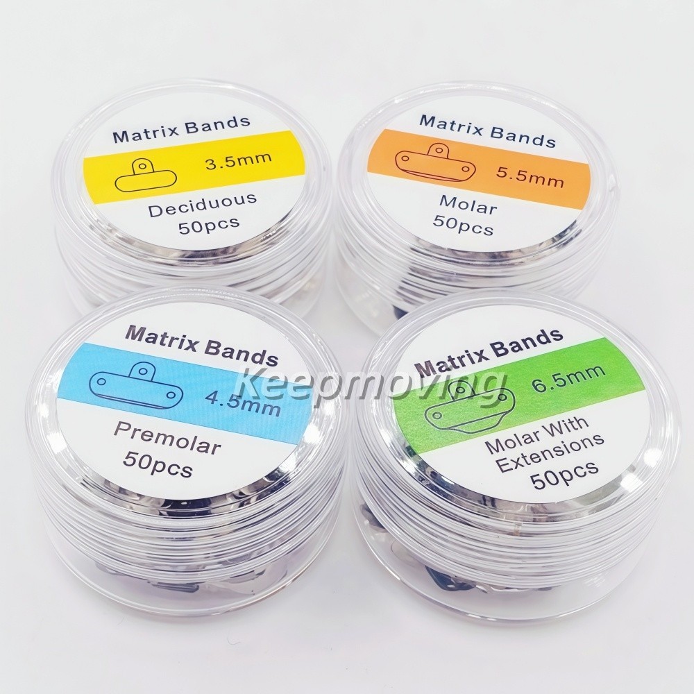 50 Pcs Dental Matrix Band 3D Hole Protrusions Contoured Matrices 3.5mm-6.5mm