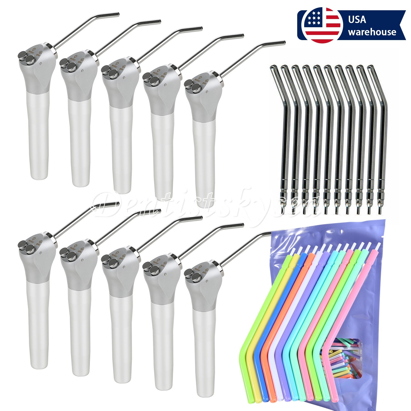 Dental 3 Way Air Water Spray Triple Syringe Handpiece / Nozzles Tip Tubes US