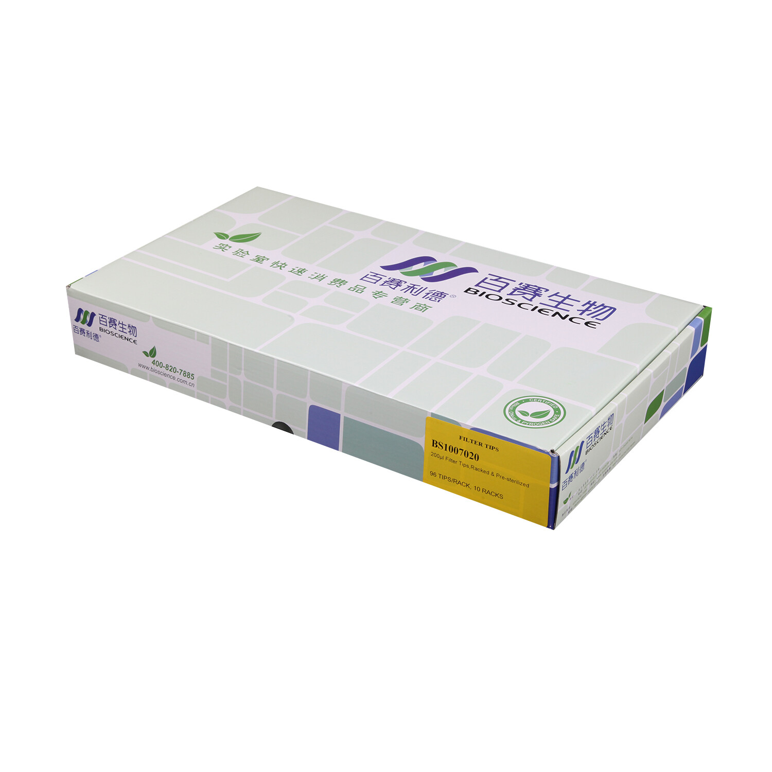 BioLeader Pipette Filter Tips-20uL (Racked), 10 Packs/Bag, 5 Bags/Case