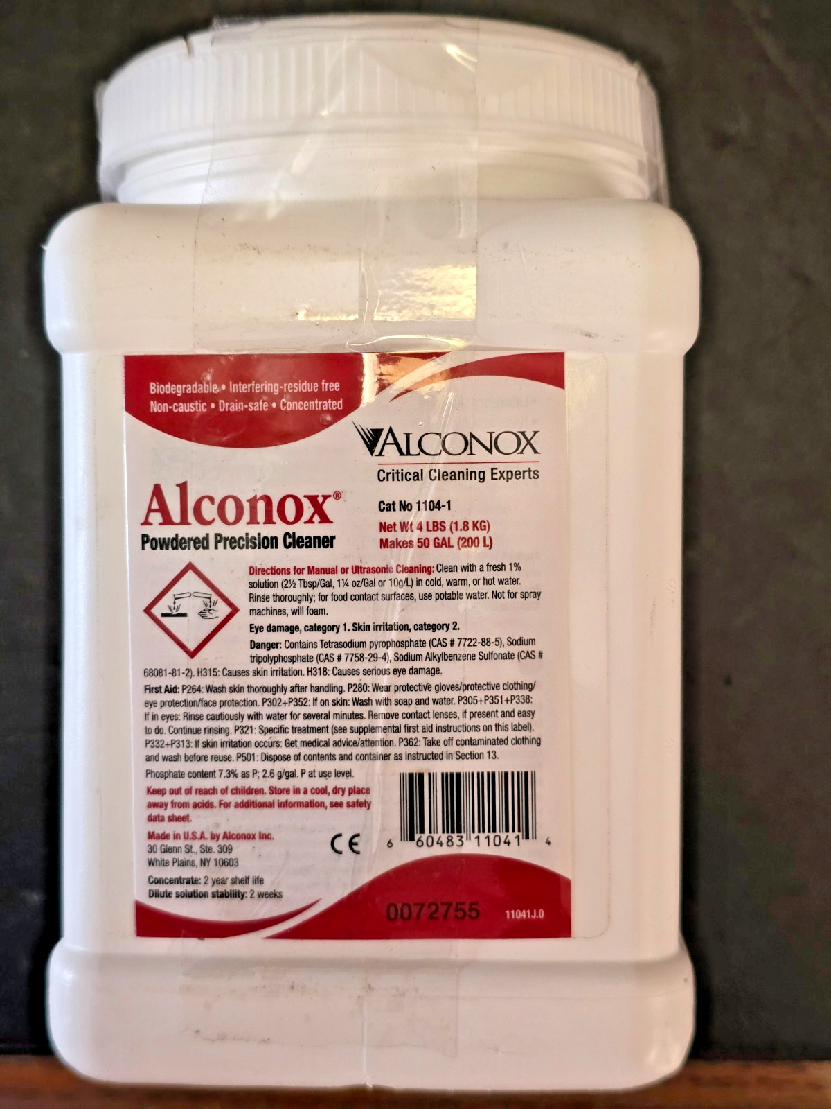 Alconox Detergent Powdered Cleaner Concentrated – 4lbs Exp. 10/26
