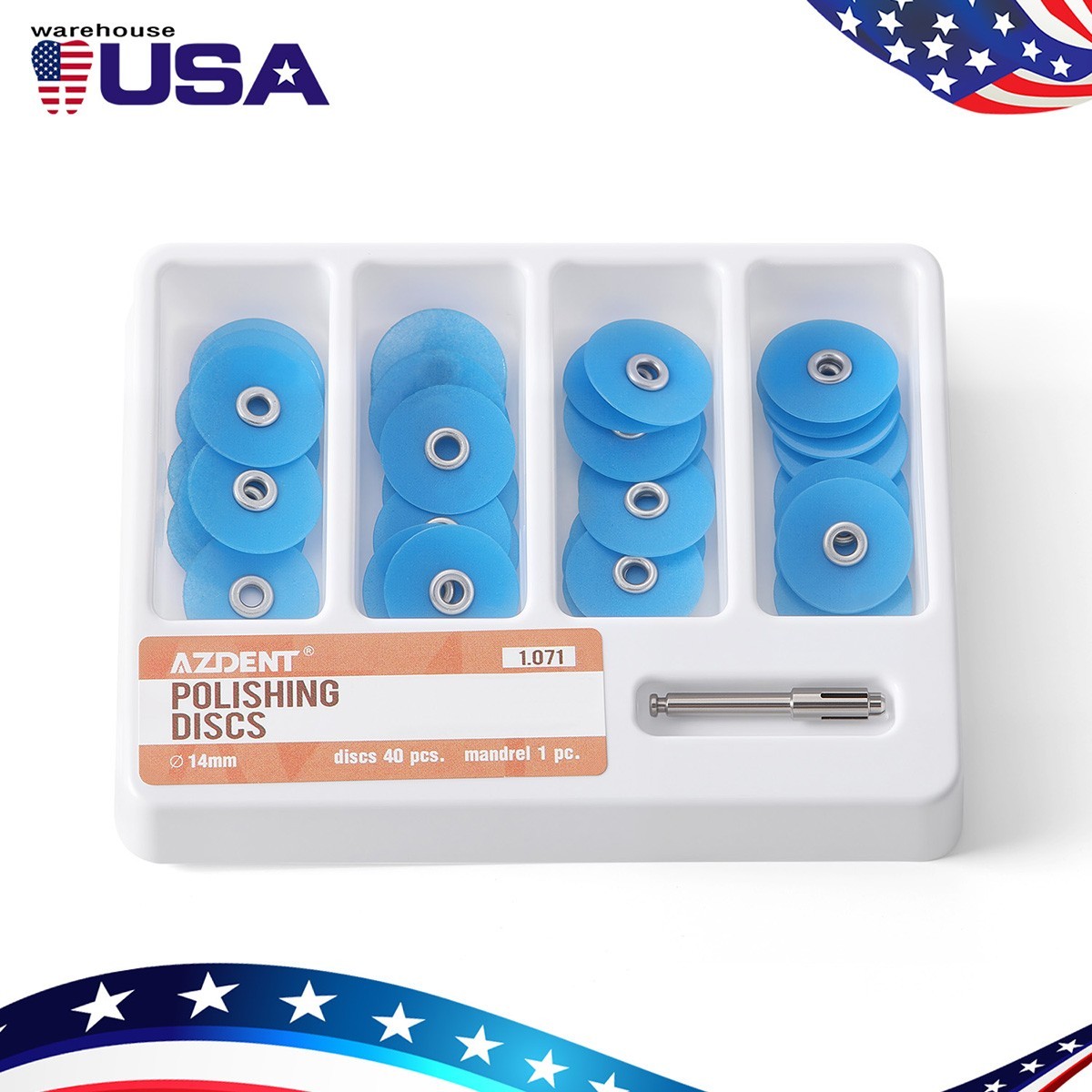 40pcs Dental Composite Finishing Polishing Discs assorted Kit + Mandrel 14mm
