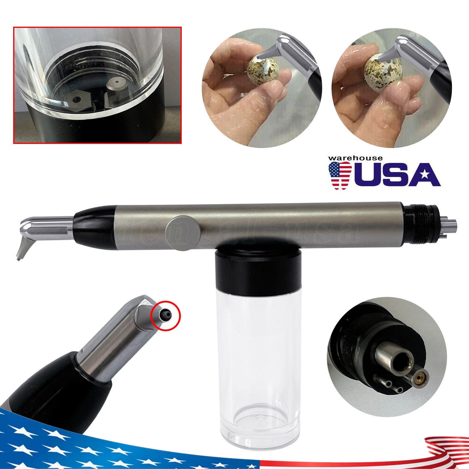 Dental Aluminum Oxide Micro Blaster Air Abrasion Polisher w Water Spray 4 Holes
