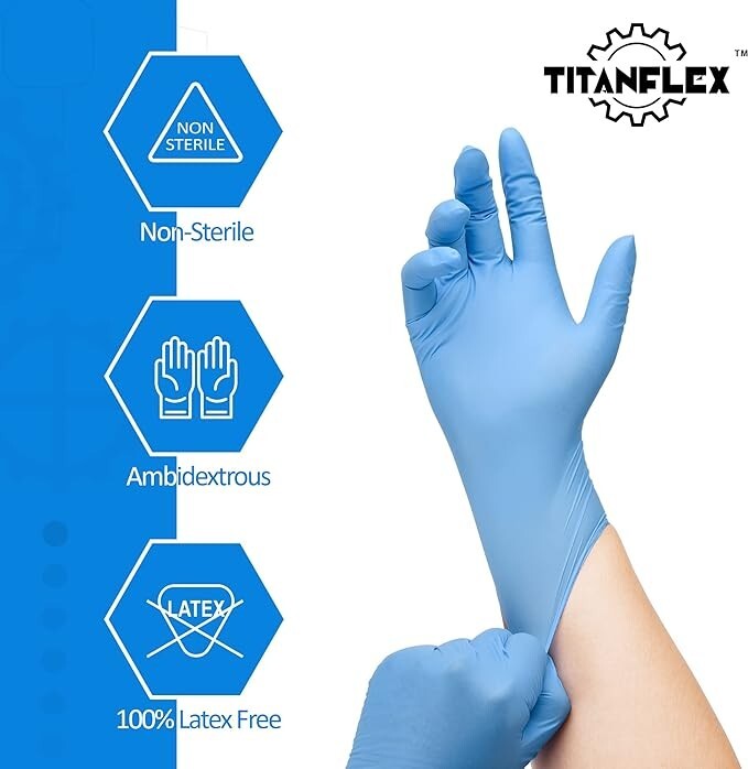 100 Disposable Nitrile Gloves 6 mil Heavy Duty Gloves Blue Latex Powder Free