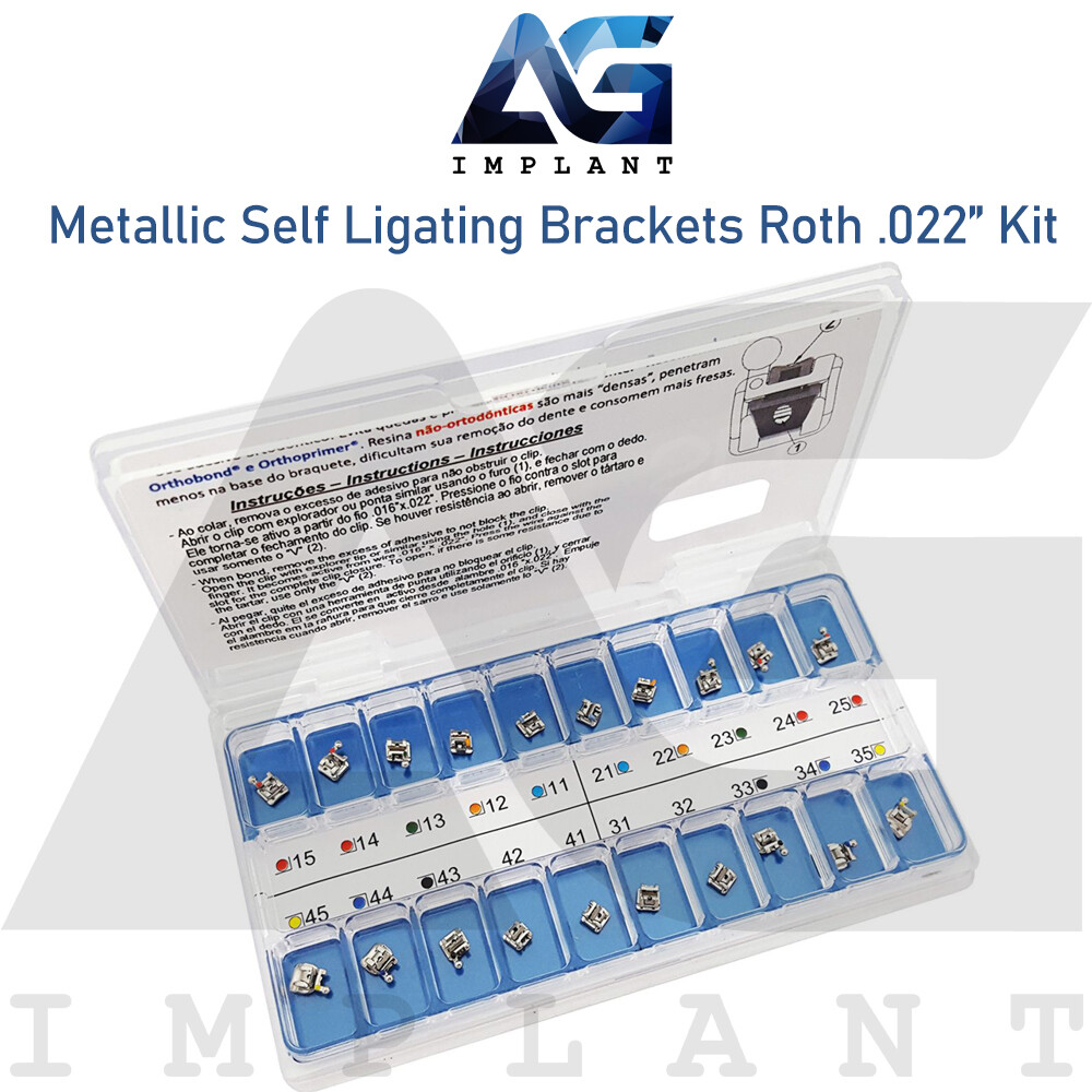 Metallic Self Ligating Brackets Roth .022″ Slot Kit Braces Orthodontic Dental