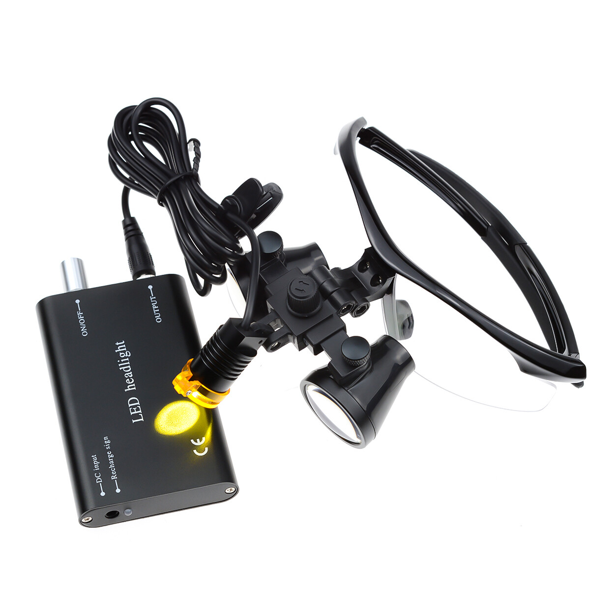 Dental 3W LEd Headlight with Filter + 3.5X Binocular Loupes Aluminum Box Black