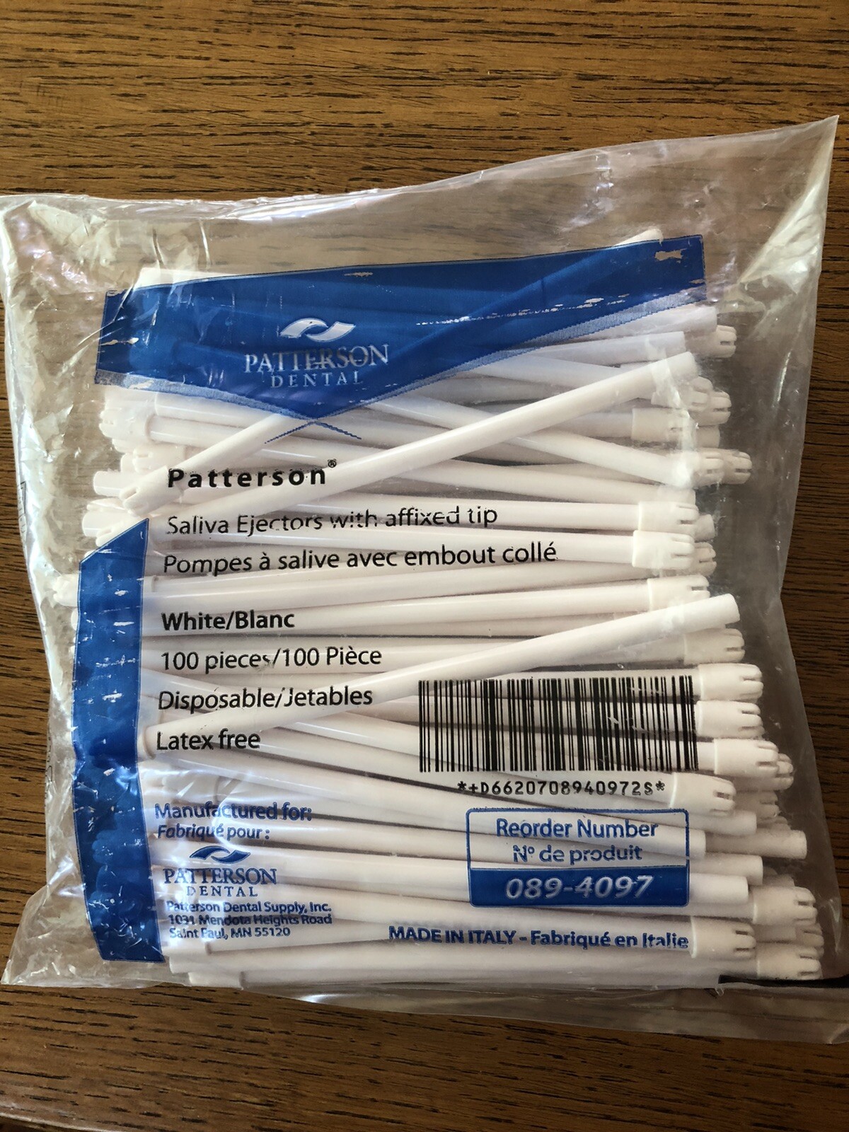 Patterson – 089-4097 – Saliva Ejectors – White w/ White Tips – Qty 100
