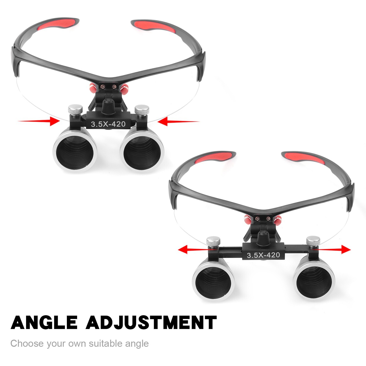 Dental Medical Binocular Loupes 3.5X-420mm Adjustable Magnifer Glasses Black US