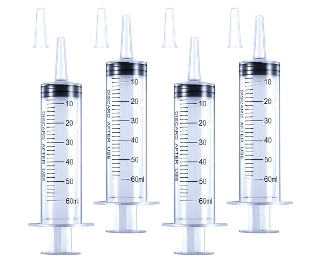 4 Pack 60Ml Large Syringe for Liquid with Tip Cap Plastic Liquid Syringes