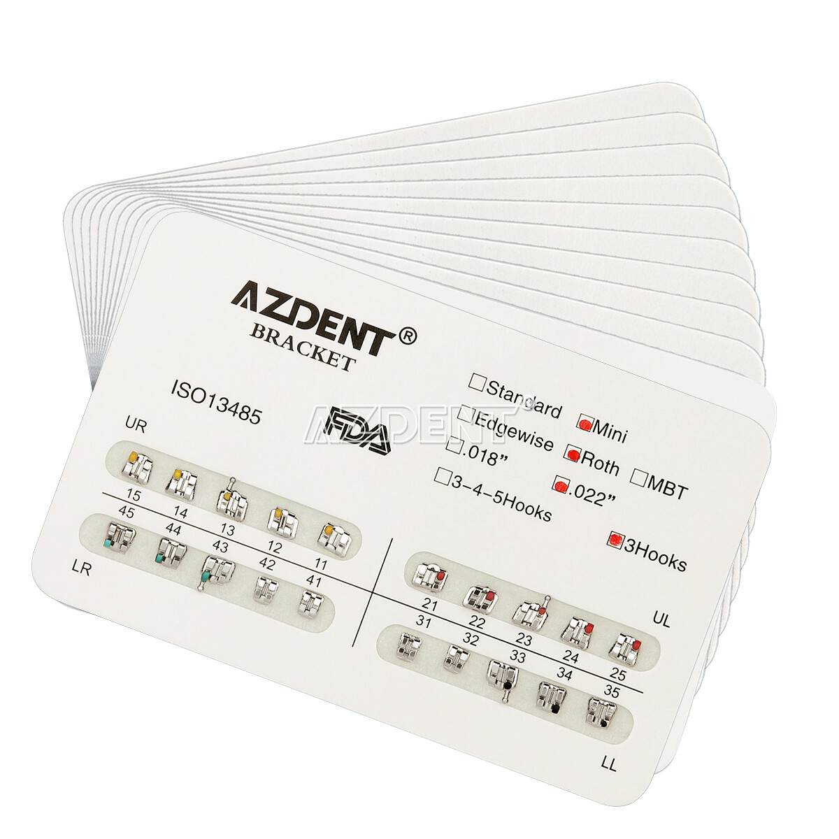 AZDENT Orthodontics Dental Brackets Braces Mini Roth Slot.022″ Hooks 3 Metal