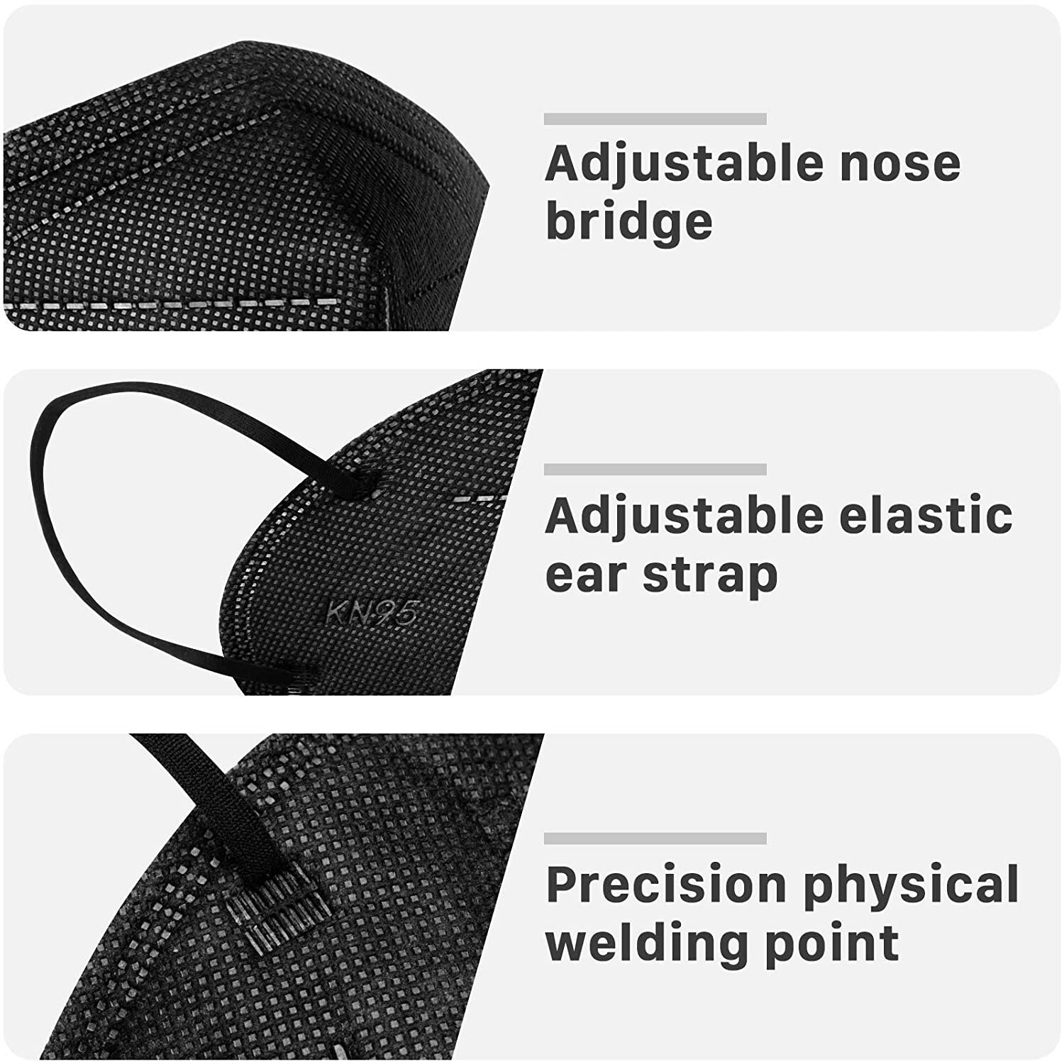 50/100Pcs Black KN95 Face Mask 5 Layer Disposable Mask FLship