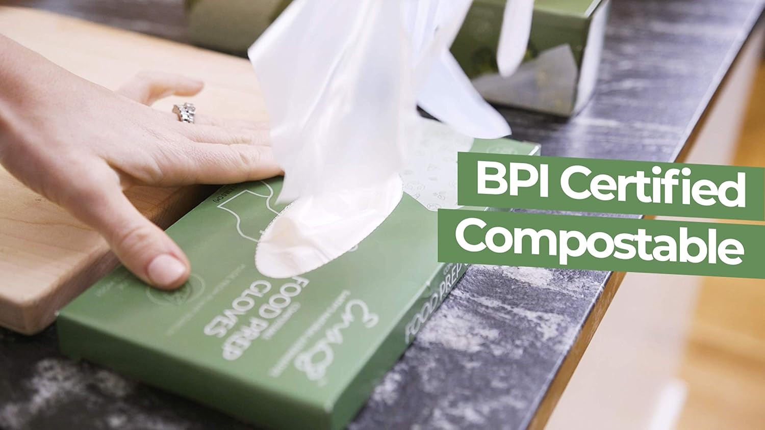 100% Compostable Gloves Disposable Latex Free [One Size Fit Most, 100CT] Food Se