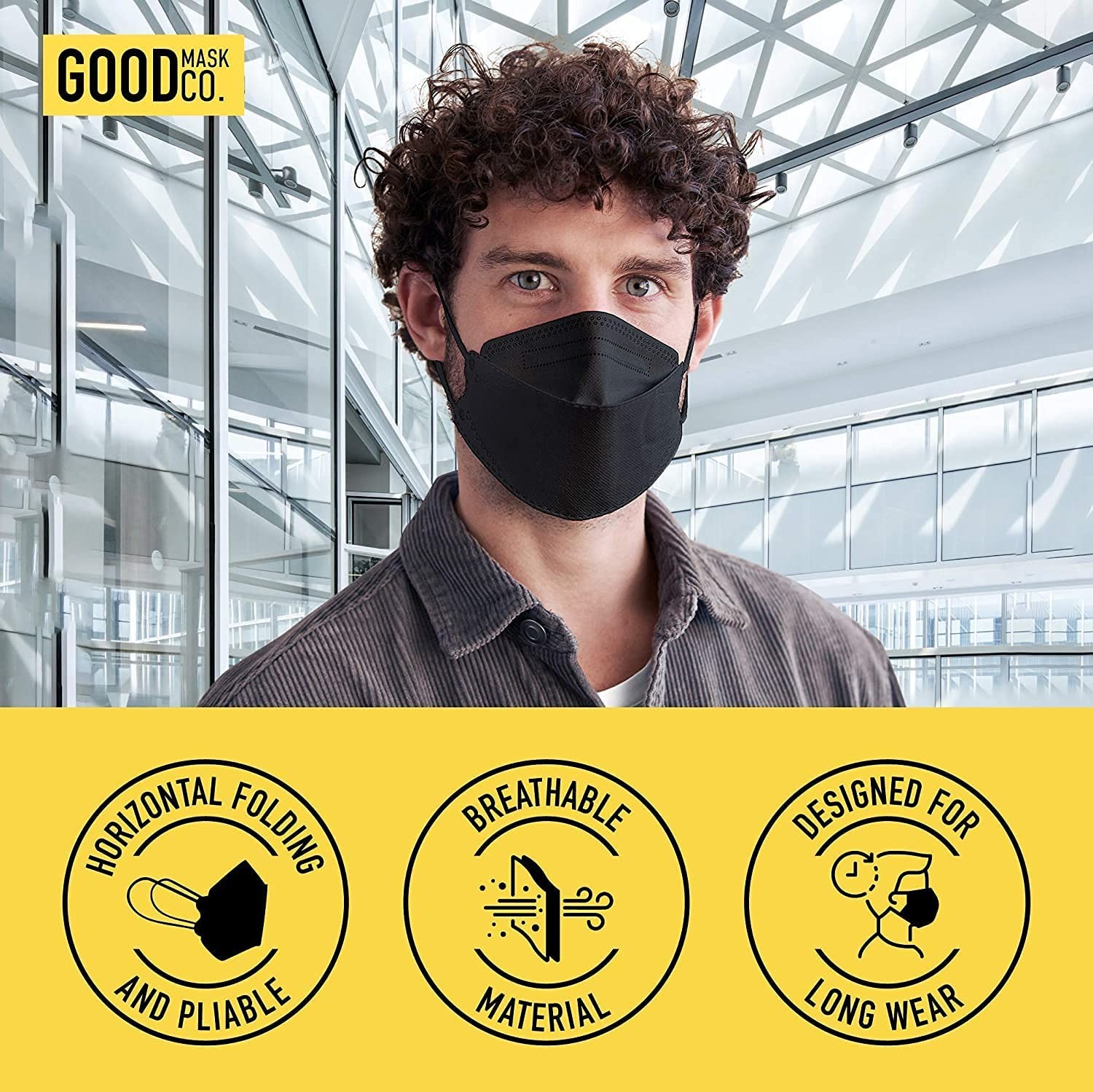 KN95 Face Mask Disposable Folding Comfortable 25 Pack Black