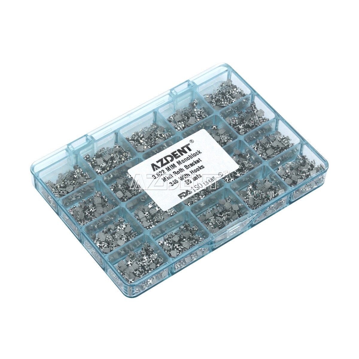 50Sets AZDENT Dental Mini Roth.022 Hook 3-4-5 Monoblock Metal Brackets Braces