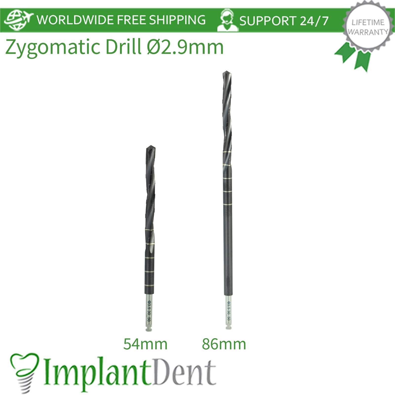Dental Zygomatic Drill Ø3.5mm For Zygomatic Im plants Stainless Steel Tool