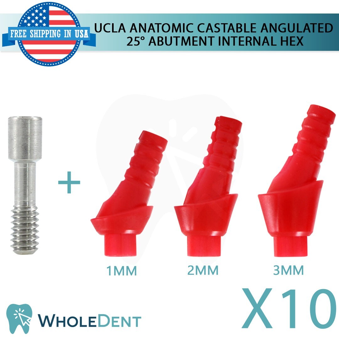 10x UCLA Angulated Anatomic Fully Castable Abutment 25° Int Hex