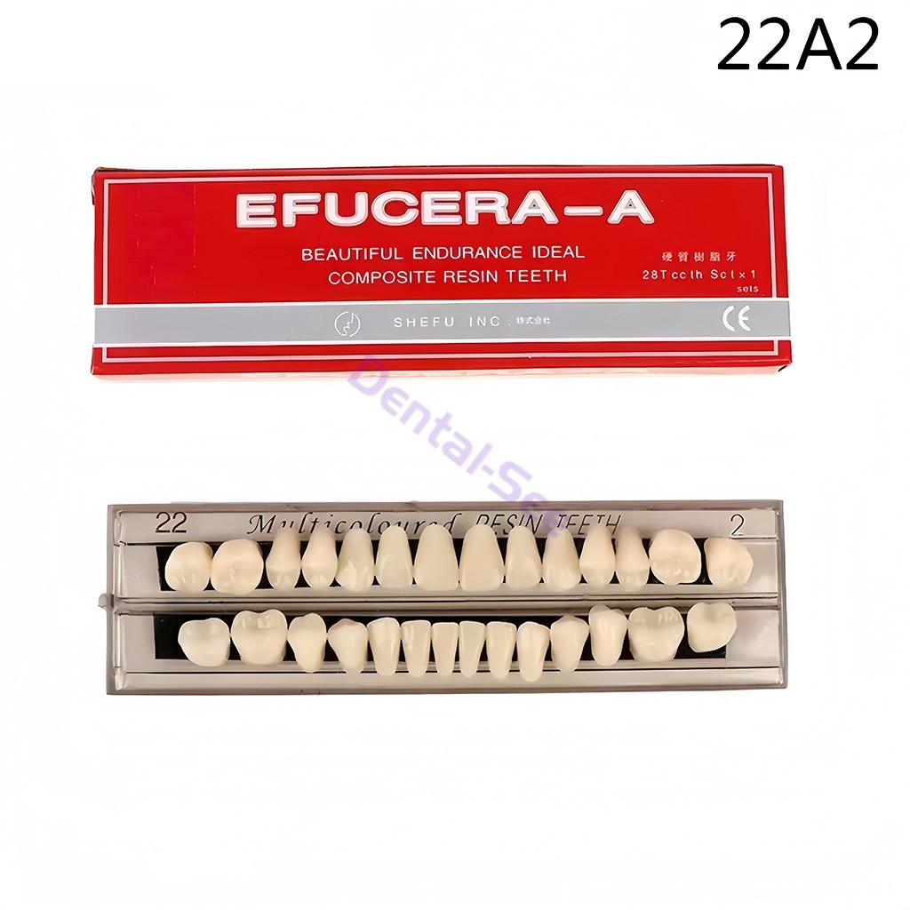 56Pcs Dental Acrylic Resin Full Set Teeth Upper Lower Shade #22 #23 A2 A3