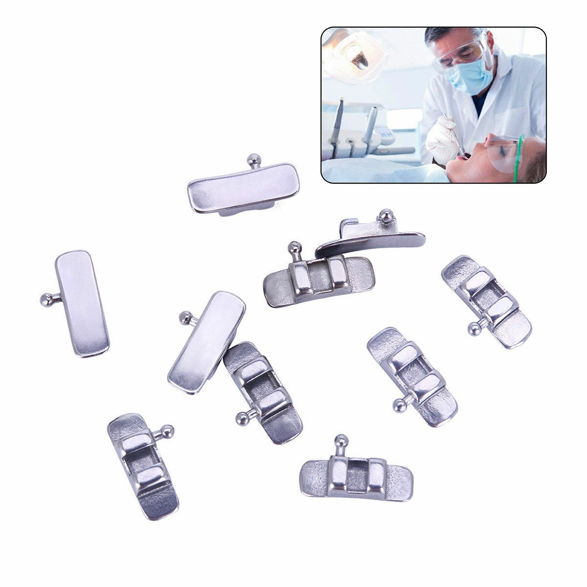 10 Pcs/Pack Dental Ortho Stainless Steel Lingual Sheath Left / Right/ No Hook