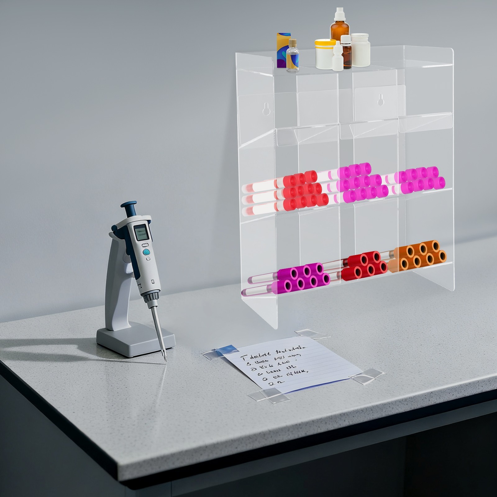 Clear Acrylic Tube Rack | Wall Mounting & Countertop Tube Organizer Holder