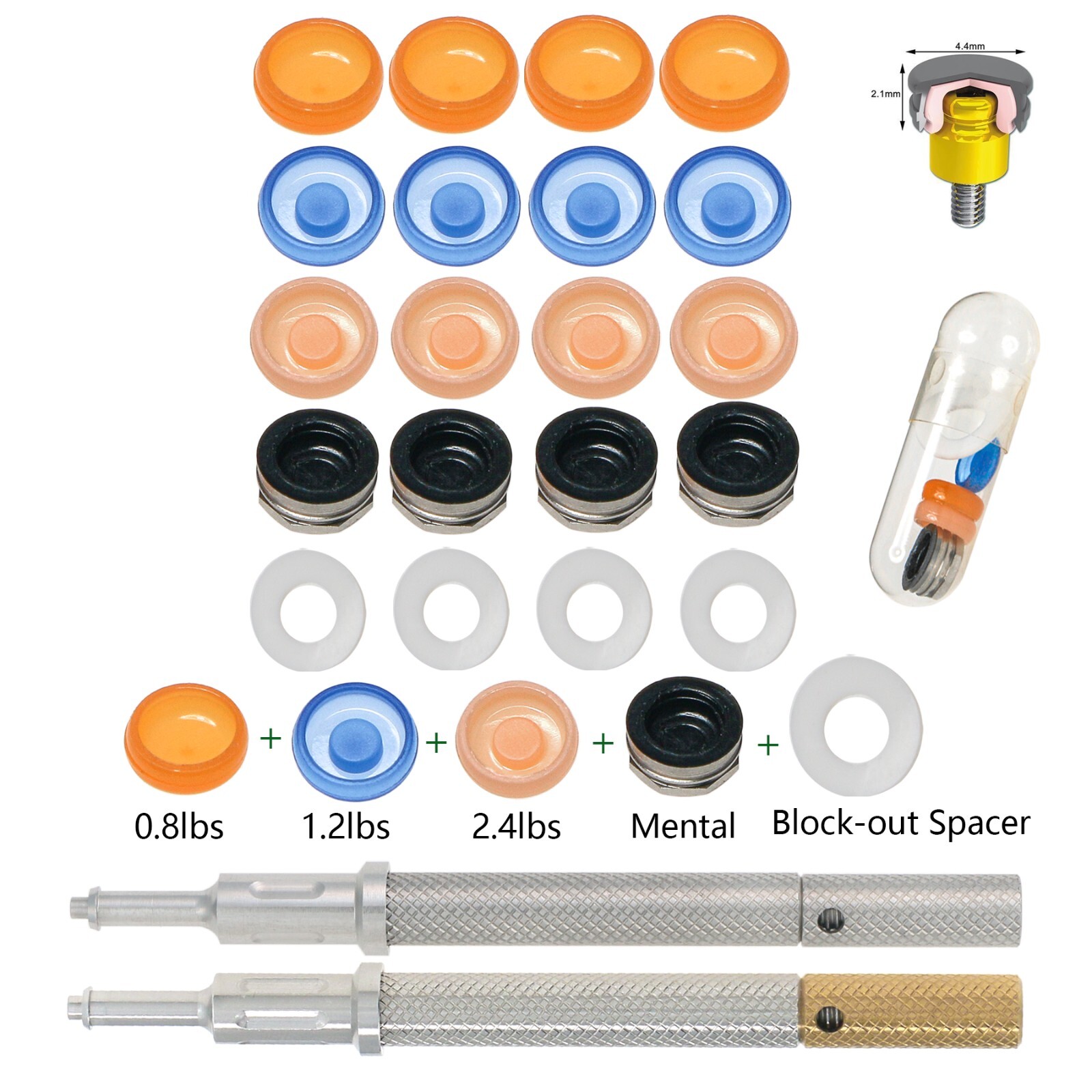 Universal Overdenture Retentive Cap Implant Insertion/Removal Core Locator Tool