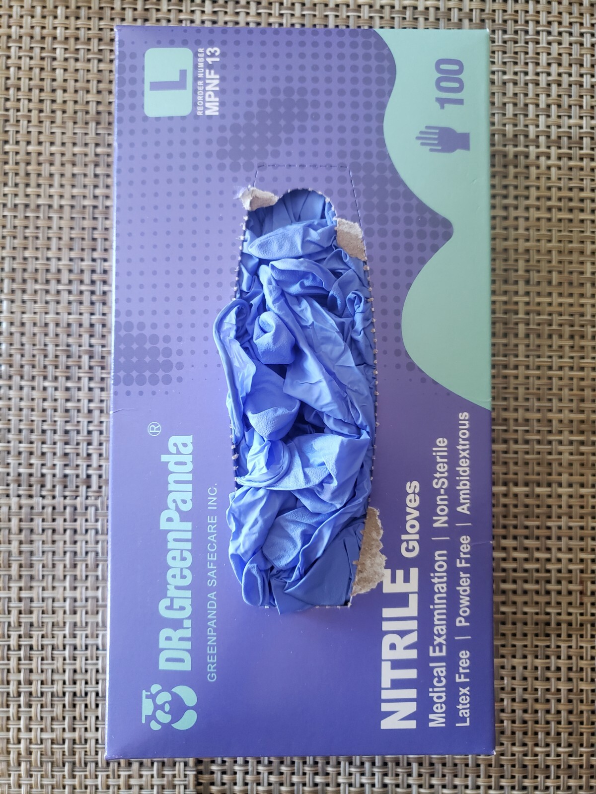 DR.Green Panda Nitrile Purple Disposable Industrial Gloves, 2 Boxes of 100