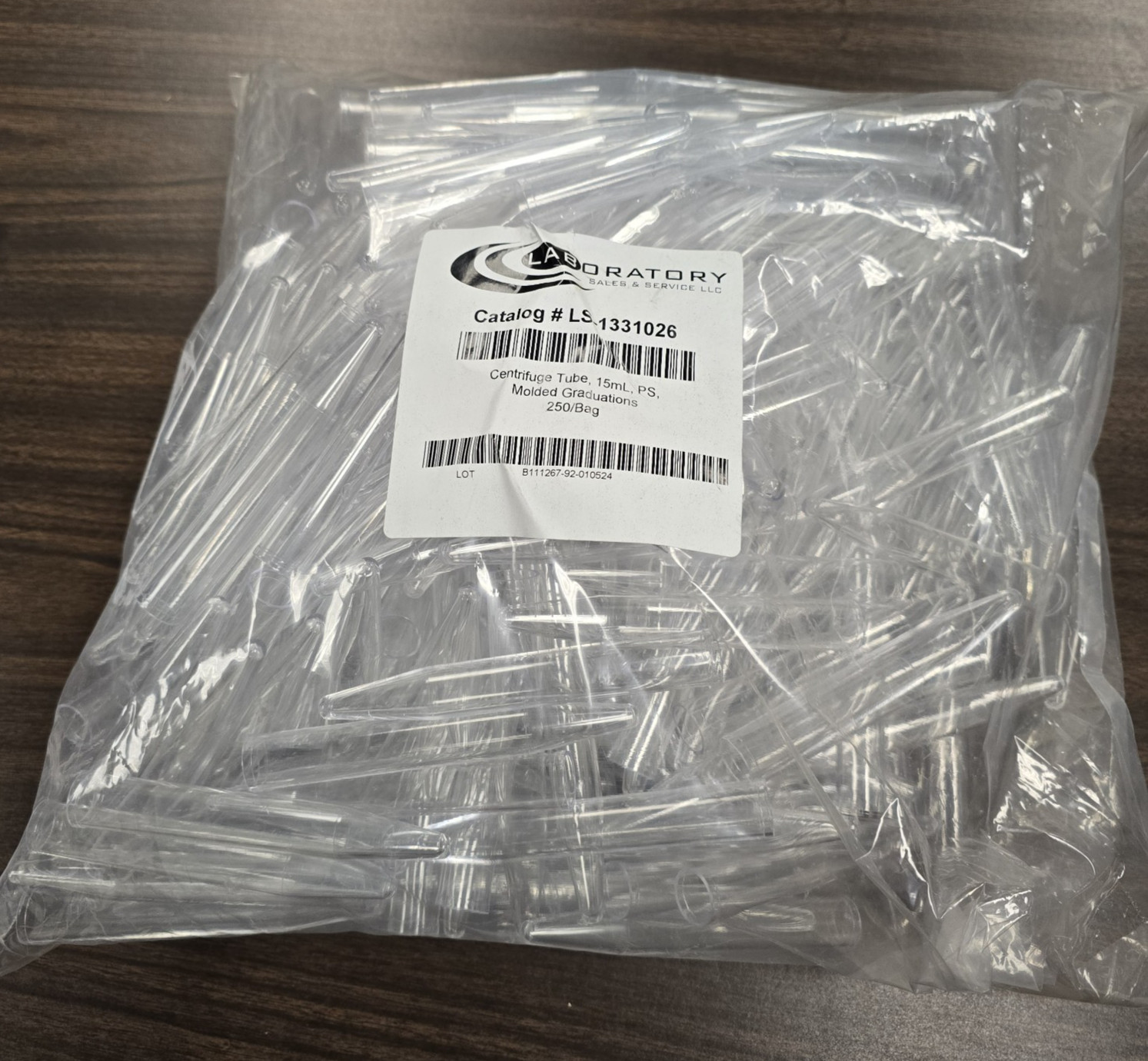 CENTRIFUGE TUBE, 15ML, PS, MOLDED GRADUATIONS, PACK OF 250