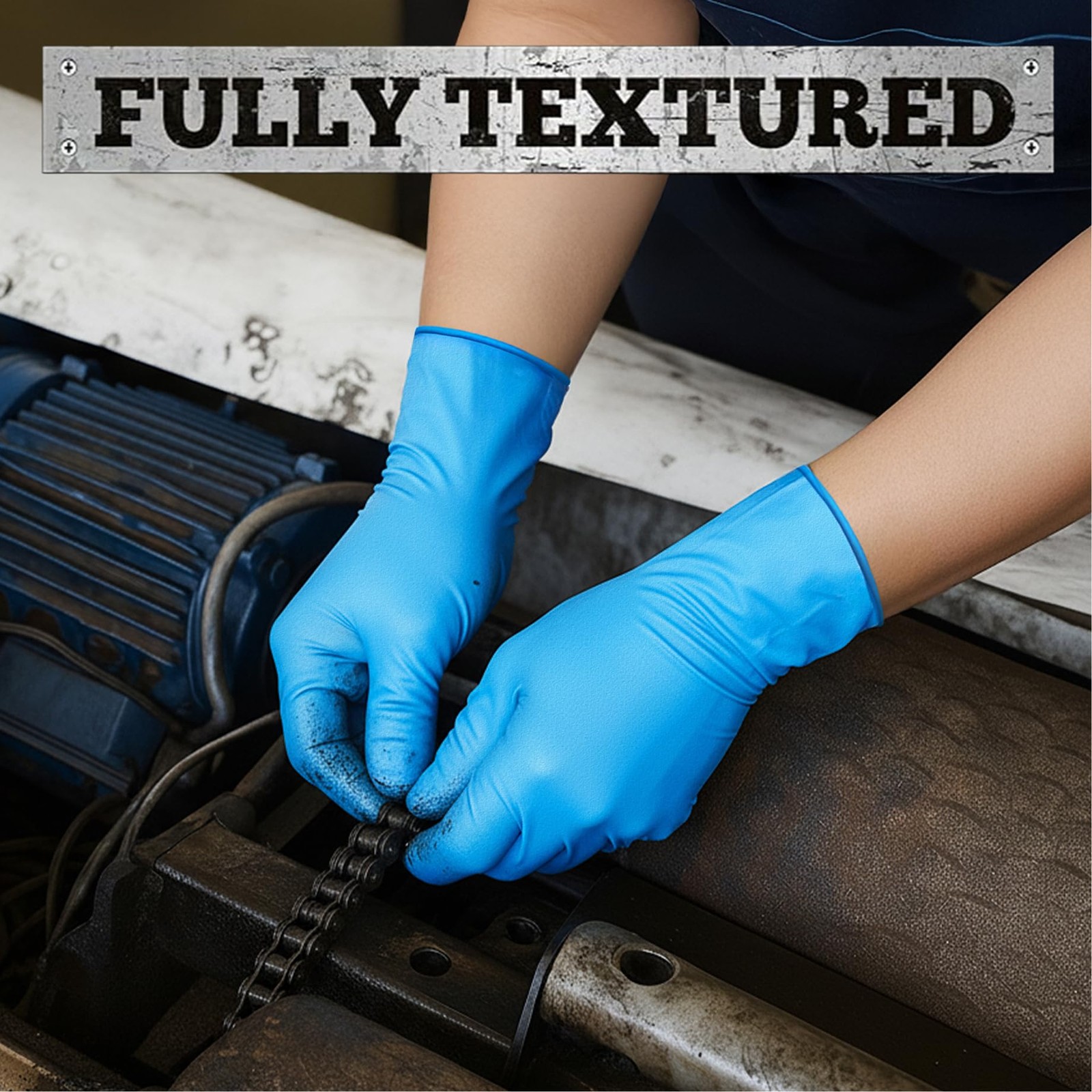 TitanFlex Blue Nitrile Gloves, Large, 100~Count, 6~mil, Powder~Free