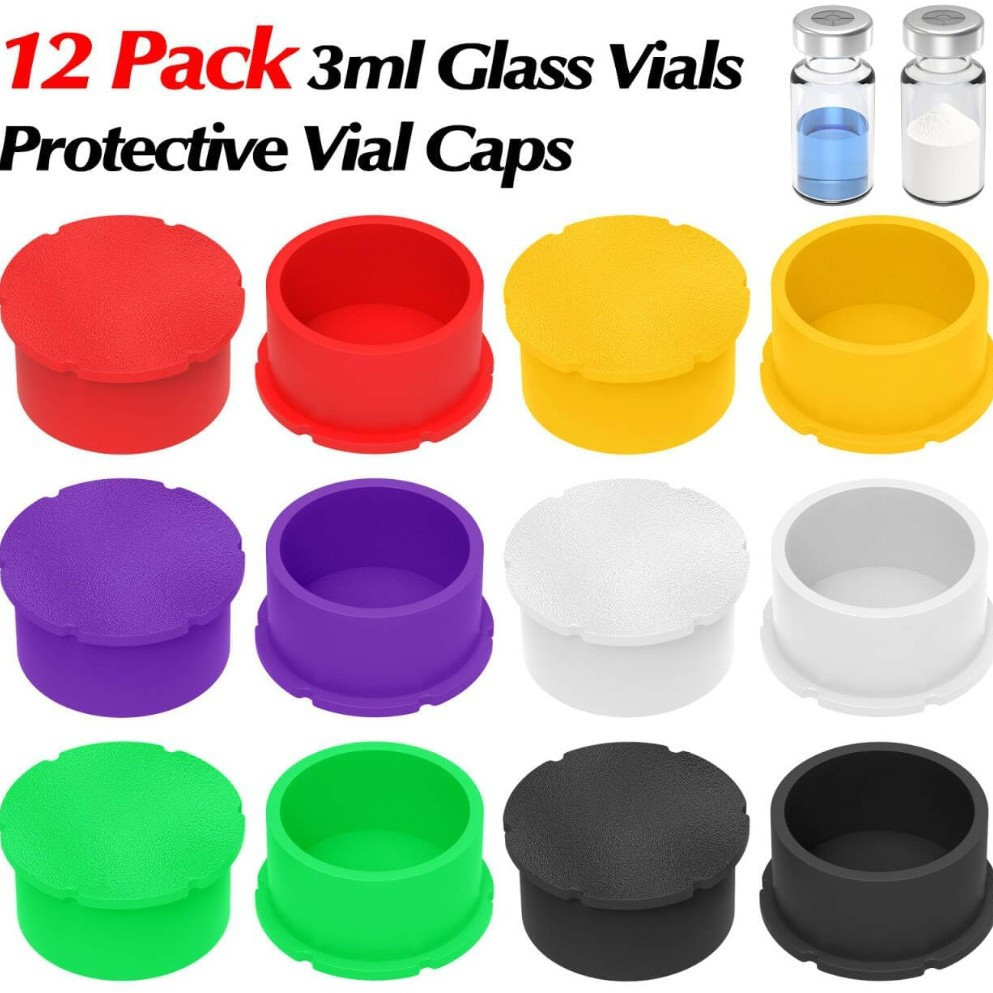 For PEPTIDES – 24 Pcs Vial Cap 3ml Glass Vial Leak Proof Proof Silicone Seal Top