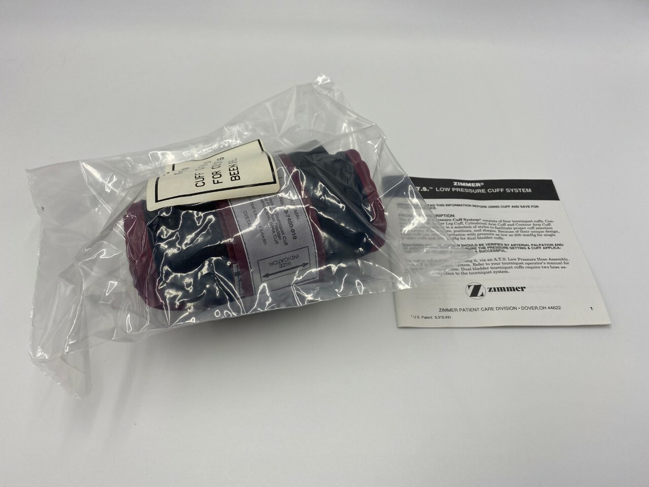 Zimmer 60-7400-010 Tourniquet Cuff, Dual Port Single Bladder Cylidrical Arm Ivra