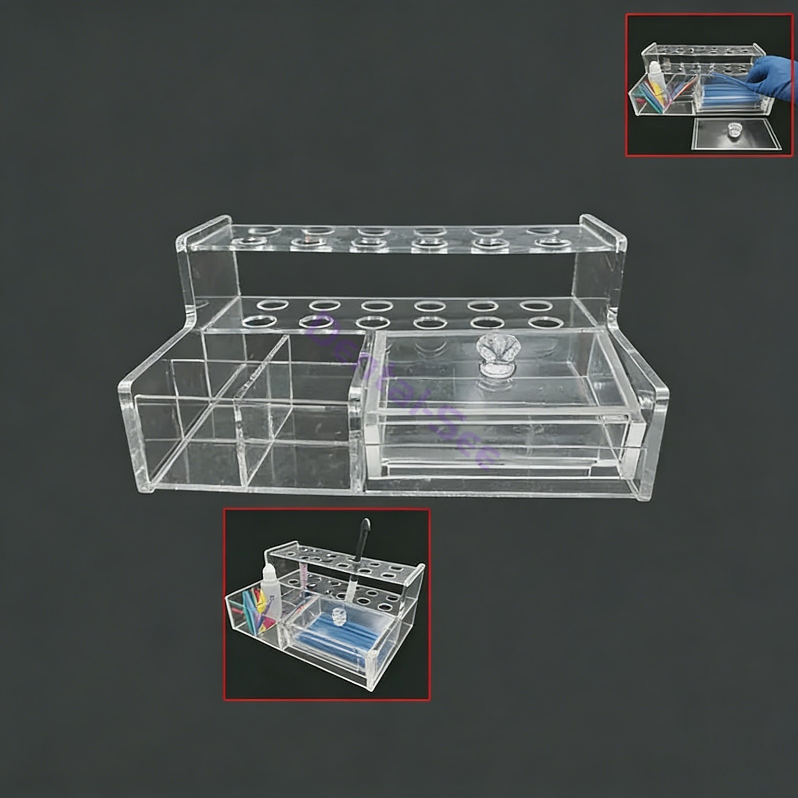Dental Acrylic Organizer Holder For Syringe Resin Adhesive Storage Box USA