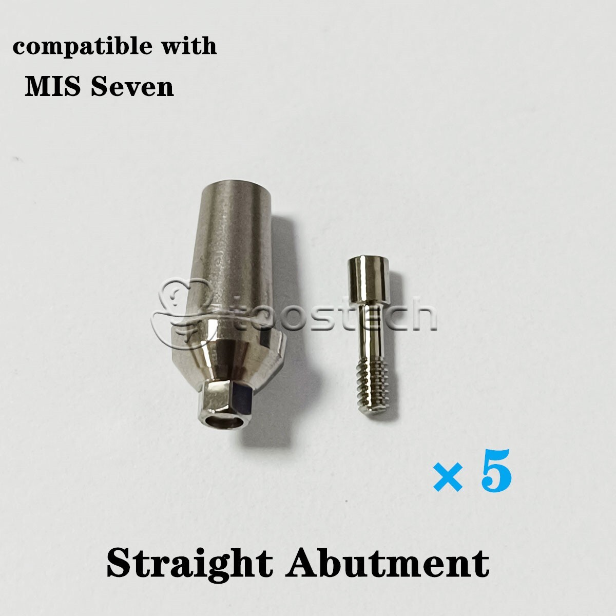 5 pcs Titanium straight abutment compatible with MIS Seven MD/MW