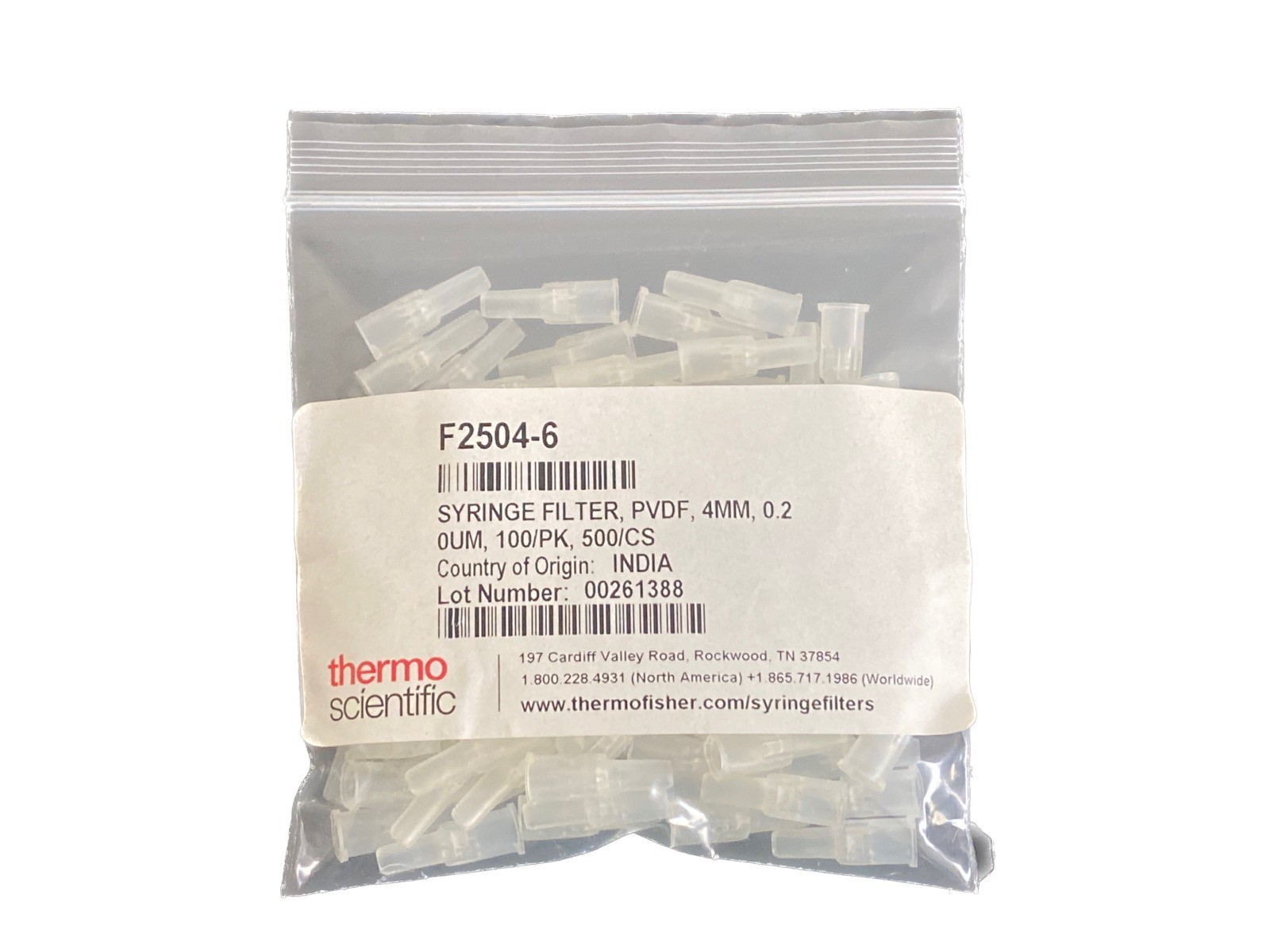 (100/Pk) THERMO SCIENTIFIC 4mm PVDF Syringe Filter 0.20um Membrane F2504-6