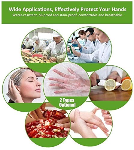 CFGROW 100pcs Disposable Plastic Gloves, Latex 100 Count (Pack of 1), Clear