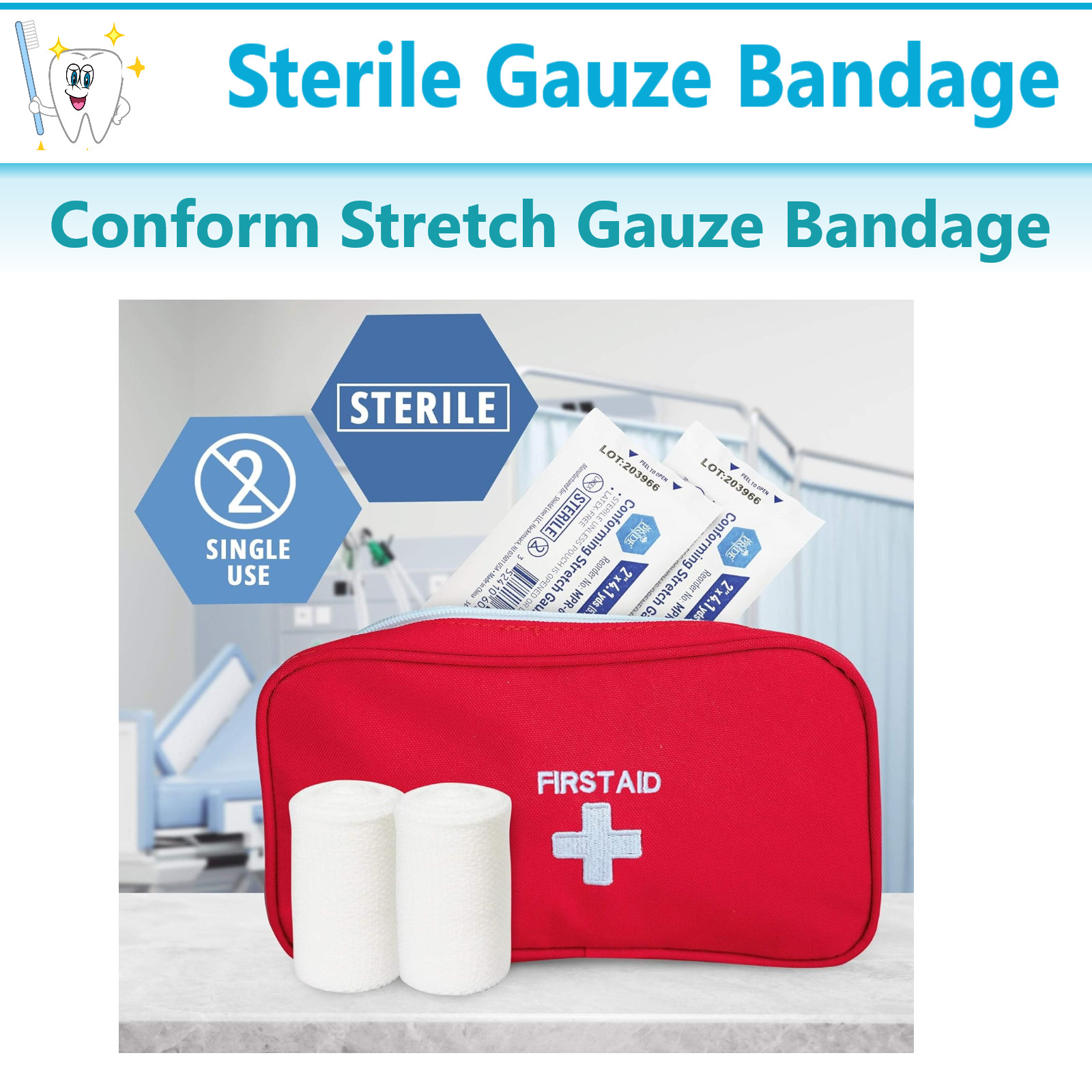 Stretch Gauze Bandage Roll – Sterile – 4″ x 4.1 Yards, 12/Bx, Medical Bandages
