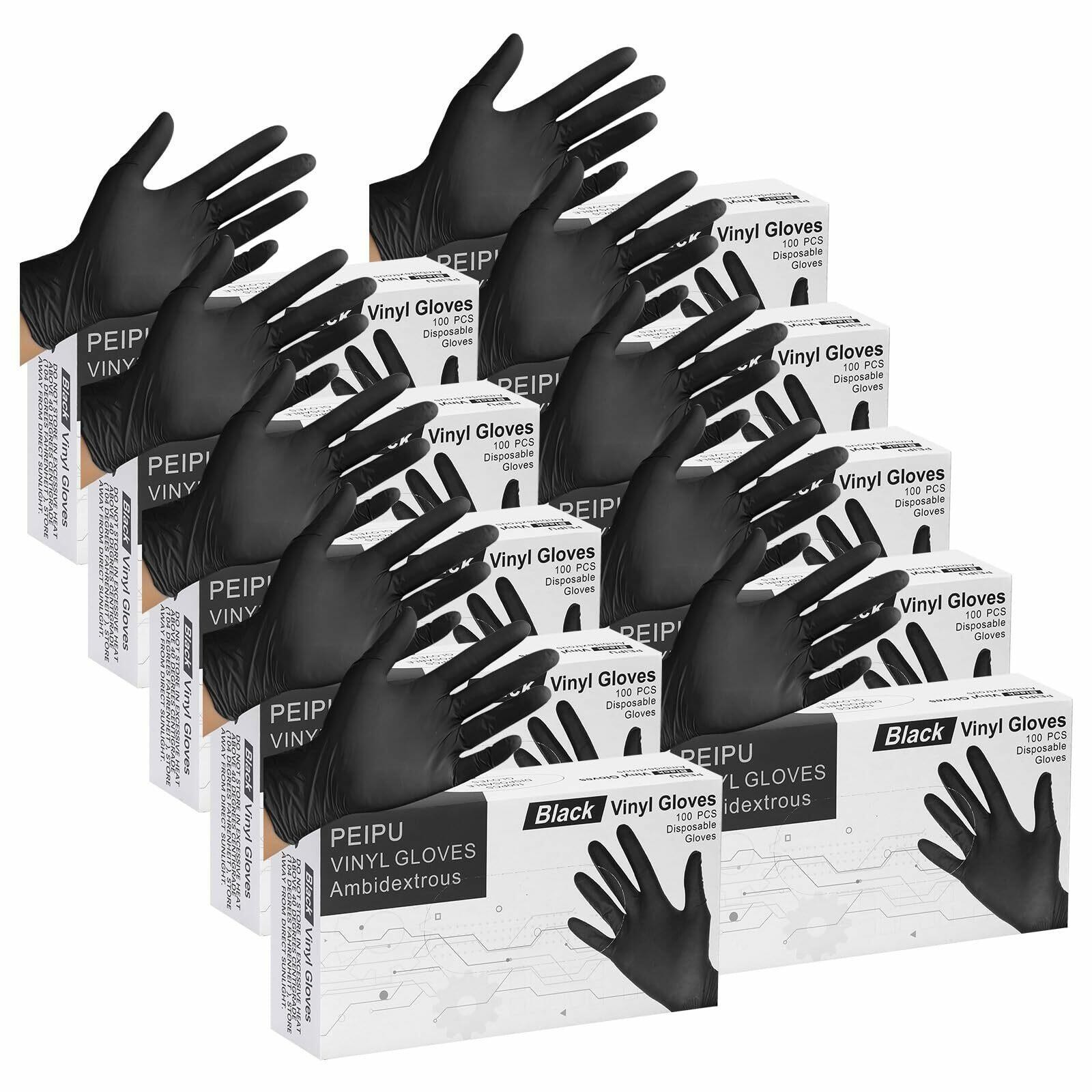 PEIPU Vinyl Disposable Gloves,（Medium,1000 Pack,Powder Free,Cleaning Service