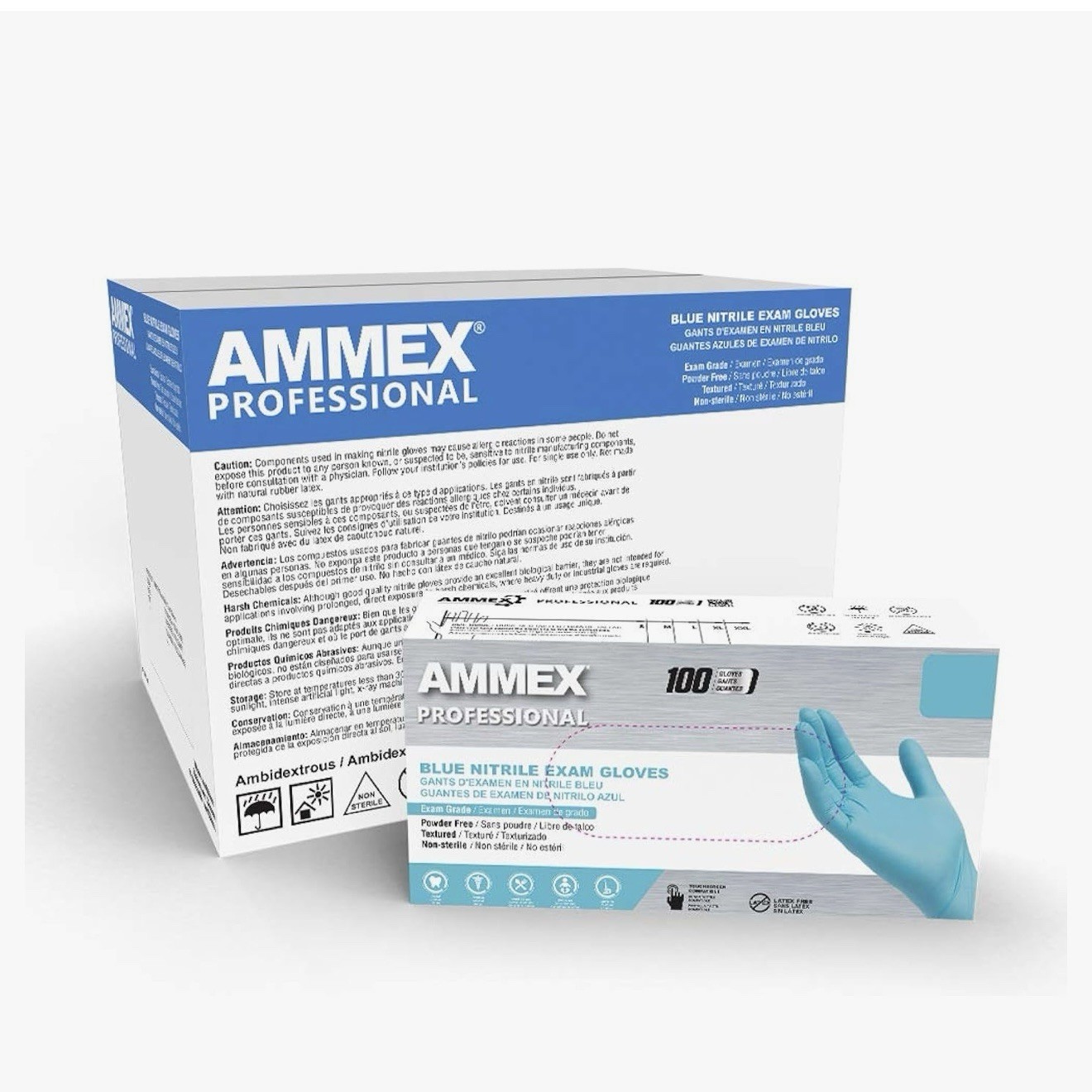 AMMEX Professional APFN42100 Blue Nitrile Small Exam Gloves Case Of 1000