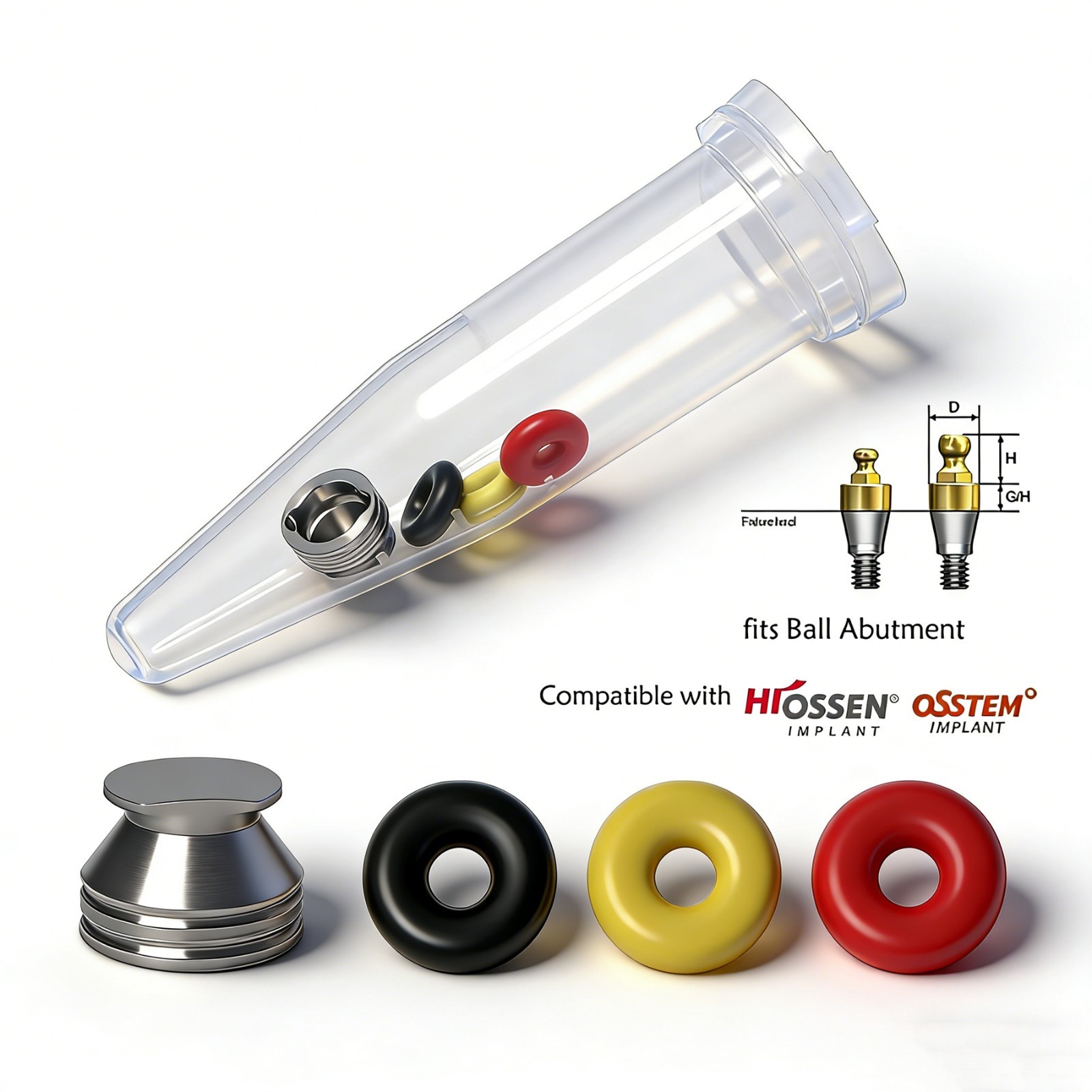 Implant Hiossen/osstem Ball Abutment O-ring Processing Retention Cap For Dental