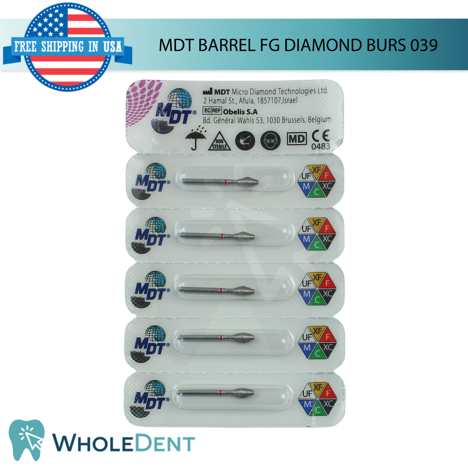 Dental MDT Barrel 039 FG Diamond Burs Versatile Tool L21.0mm Restorative Lab