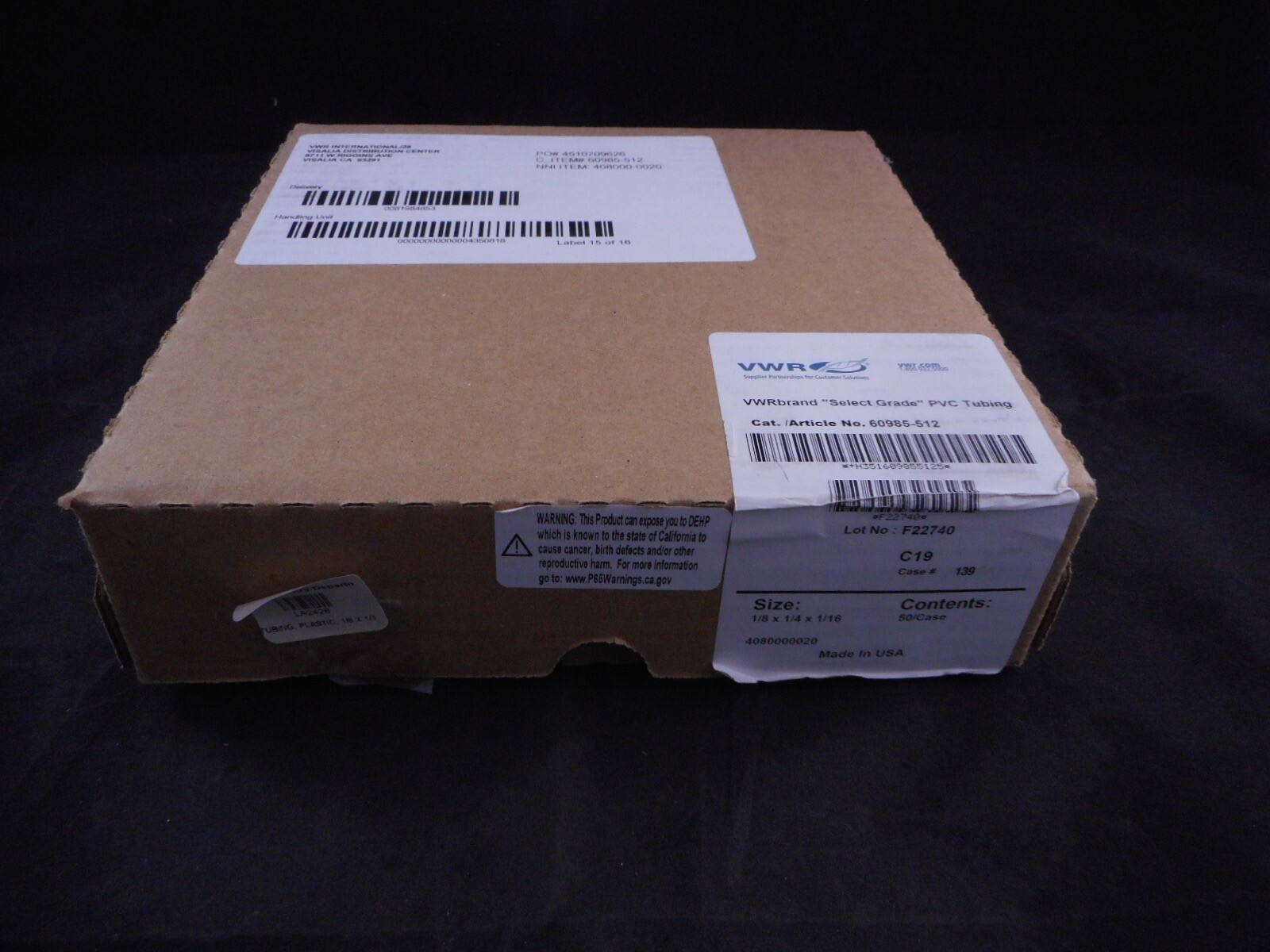 VWR Laboratory Tubing 50’ 1/16” ID 1/8” OD 1/32” Wall E-3603 89403-848 1/PACK