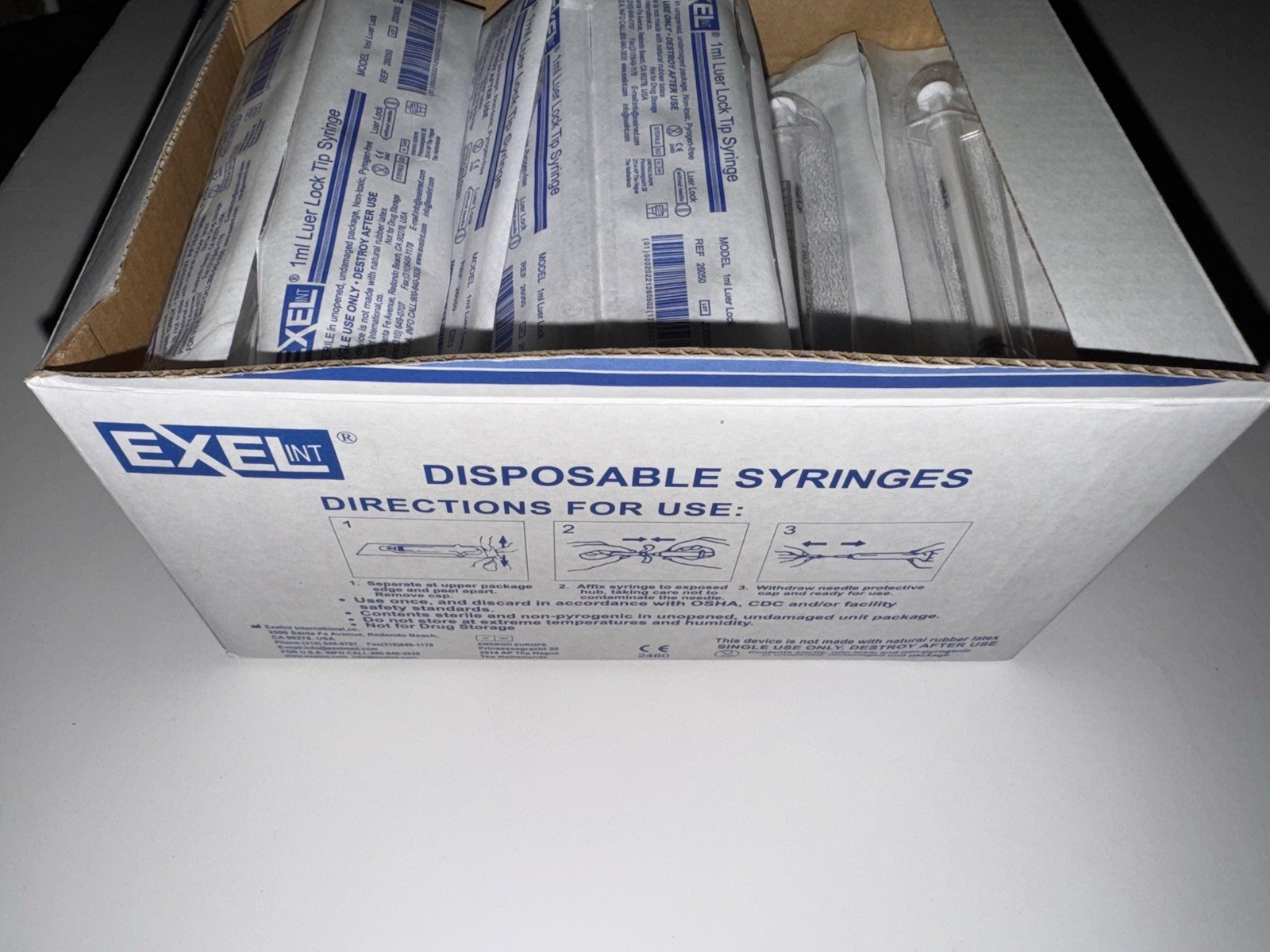 EXEL ™ 1ml Luer Lock REF #26050 SYRINGE – open box containing around 100 units
