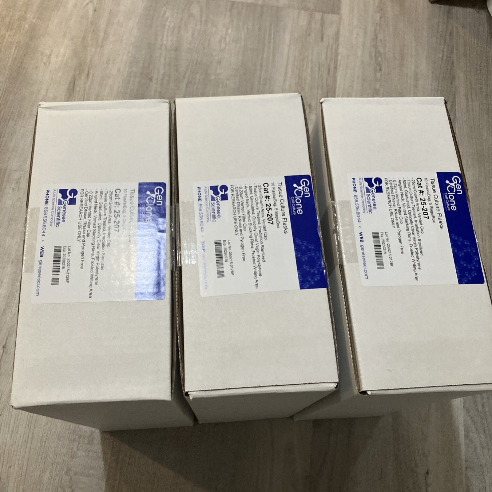 Genesee GenClone Tissue Culture Flasks 25-207 Polystyrene 50ml 50/BOX; EXP 02/28
