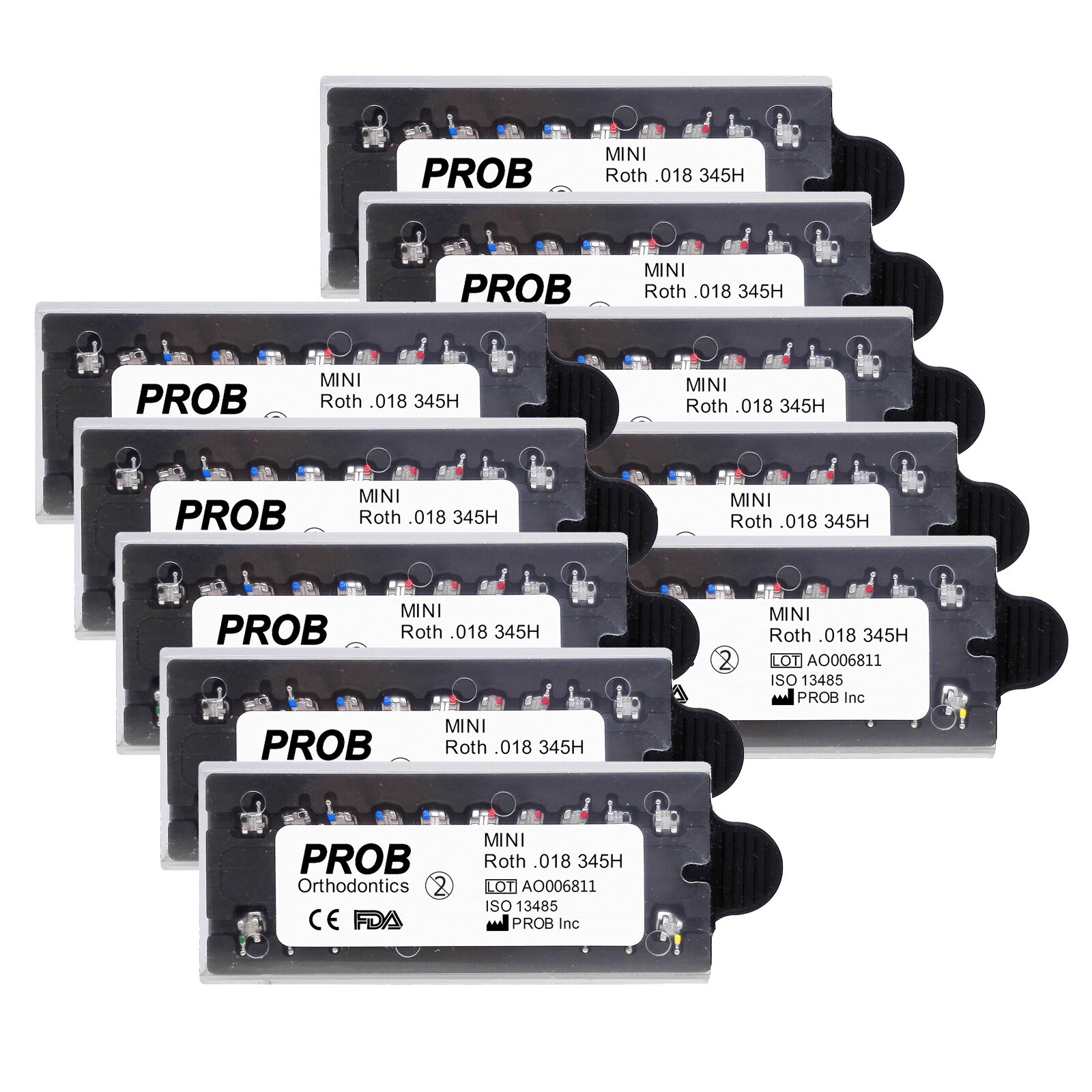 5PKS PROB Dental Orthodontic Metal Brackets Monoblock MIM MBT/ROTH 022/018 345H