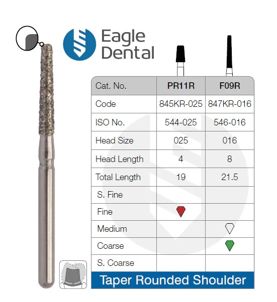 Tapered round shoulder burs- Eagle Dental Burs – Multi Use High Quality burs
