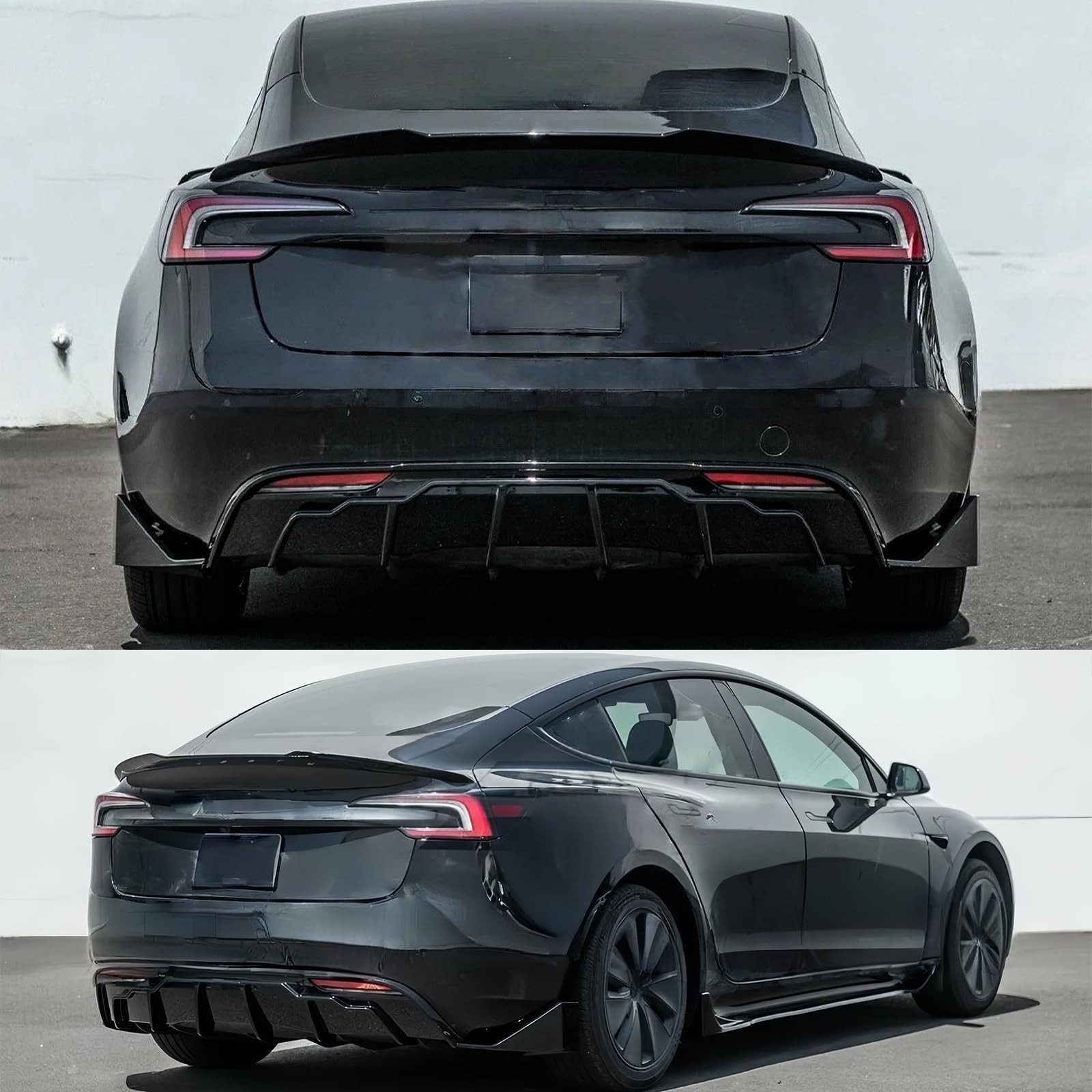 Rear Bumper Diffuser Lip 5PCS Tesla Model 3 Highland 2024-2025 ABS Carbon Fiber