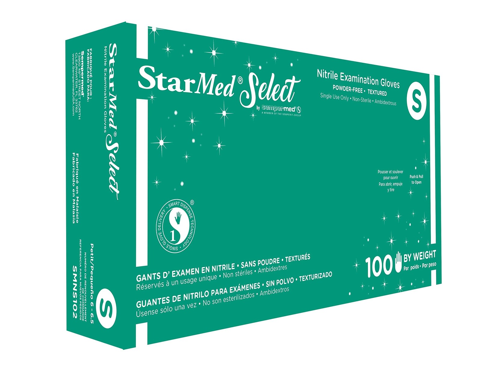 Sempermed StarMed Select Nitrile Examination Gloves, Small, 100 gloves/box