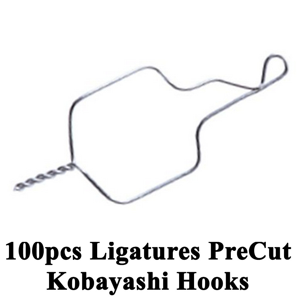 100pcs Dental Ligatures Pre Cut Kobayashi Hooks Orthodontics Stainless Steel