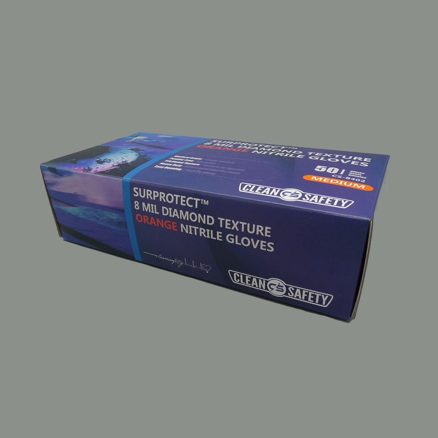 Surprotect Diamond Texture Orange Nitrile Gloves (8 MIL), 50/box